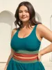 Colorful Hem Scoop Neck Swim Top sold by Bloomchic