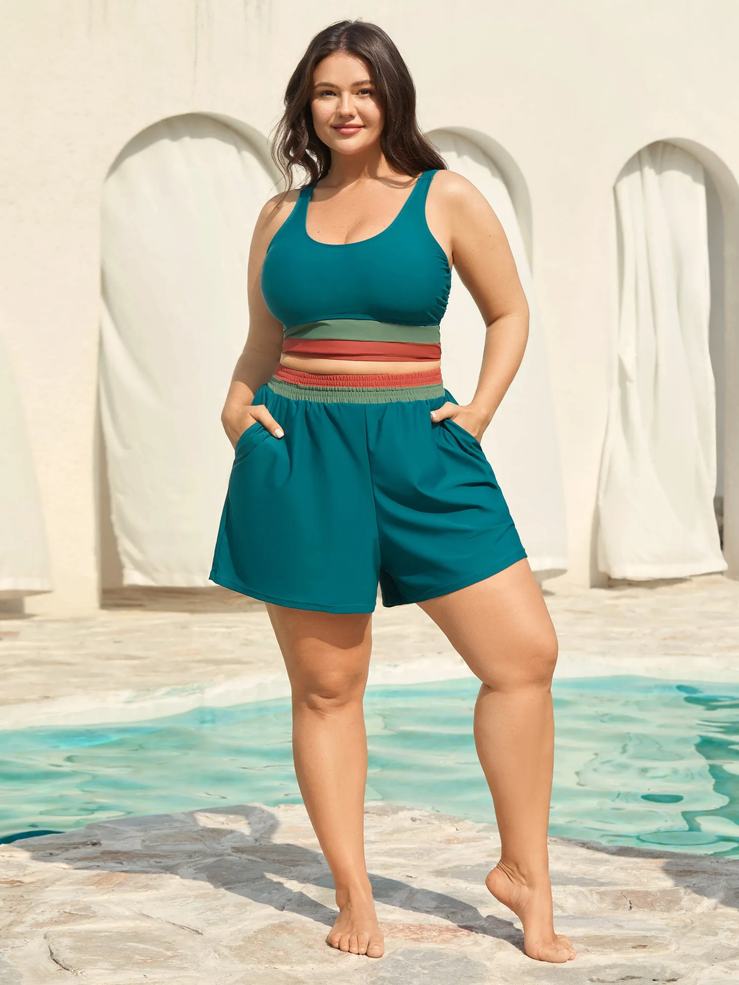 Colorful Hem Scoop Neck Swim Top sold by Bloomchic product image thumbnail 3