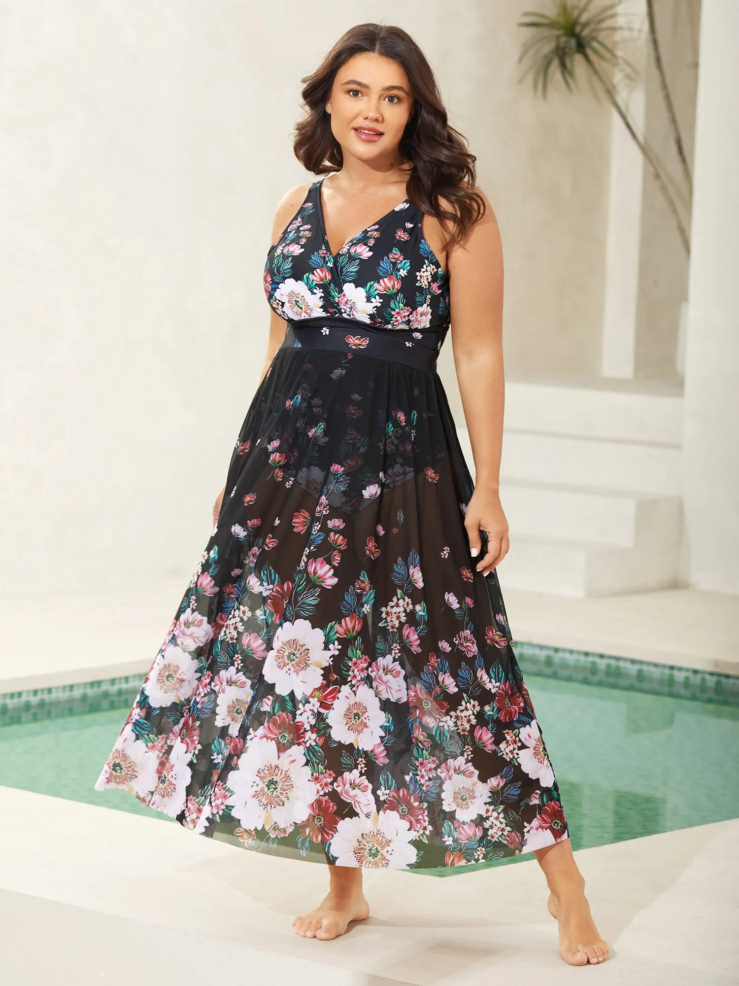 Two-Piece Floral Print Sarong, Swimsuit sold by Bloomchic