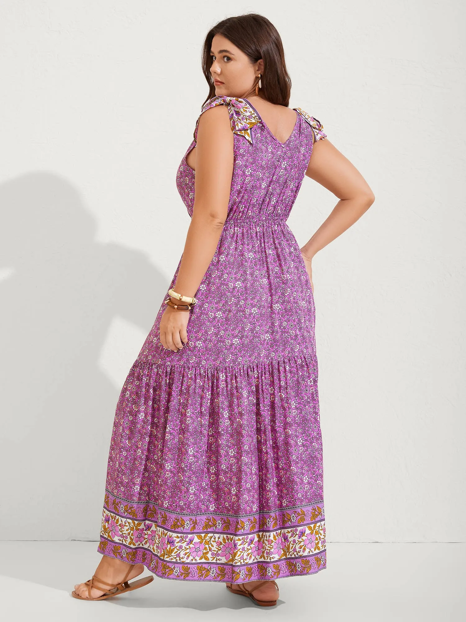 Ribbon Shoulder Tie Tiered Maxi Dress sold by Bloomchic product image thumbnail 4