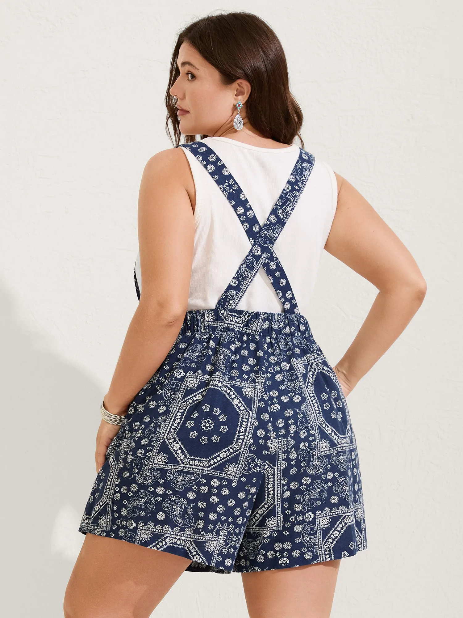 Bohemian Print Overall Straps Romper sold by Bloomchic product image thumbnail 4
