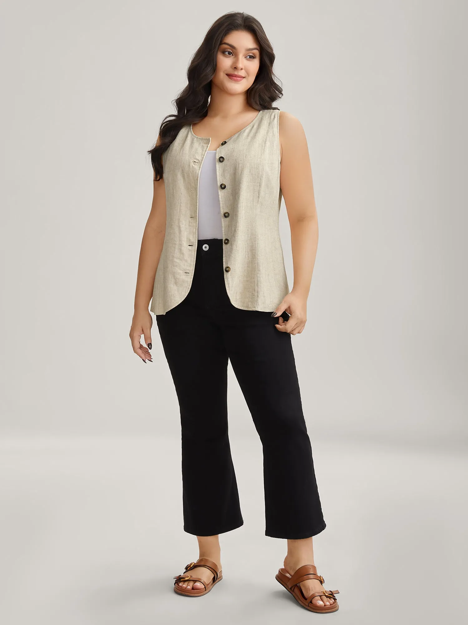 Linen Buttons Slim Fit Adjustable Vest sold by Bloomchic product image thumbnail 3
