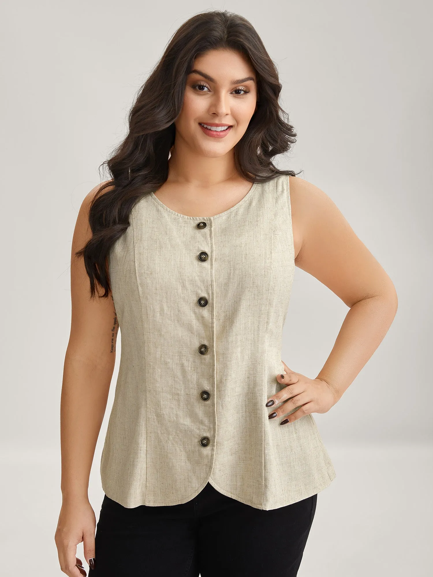 Linen Buttons Slim Fit Adjustable Vest sold by Bloomchic