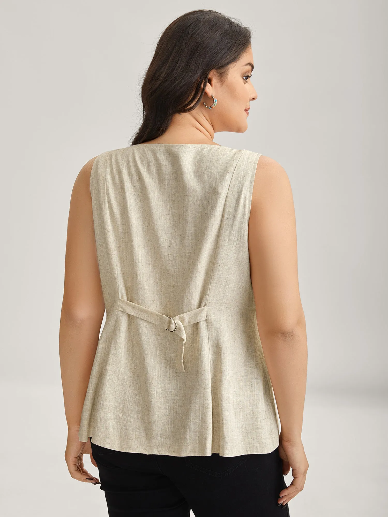 Linen Buttons Slim Fit Adjustable Vest sold by Bloomchic product image thumbnail 4