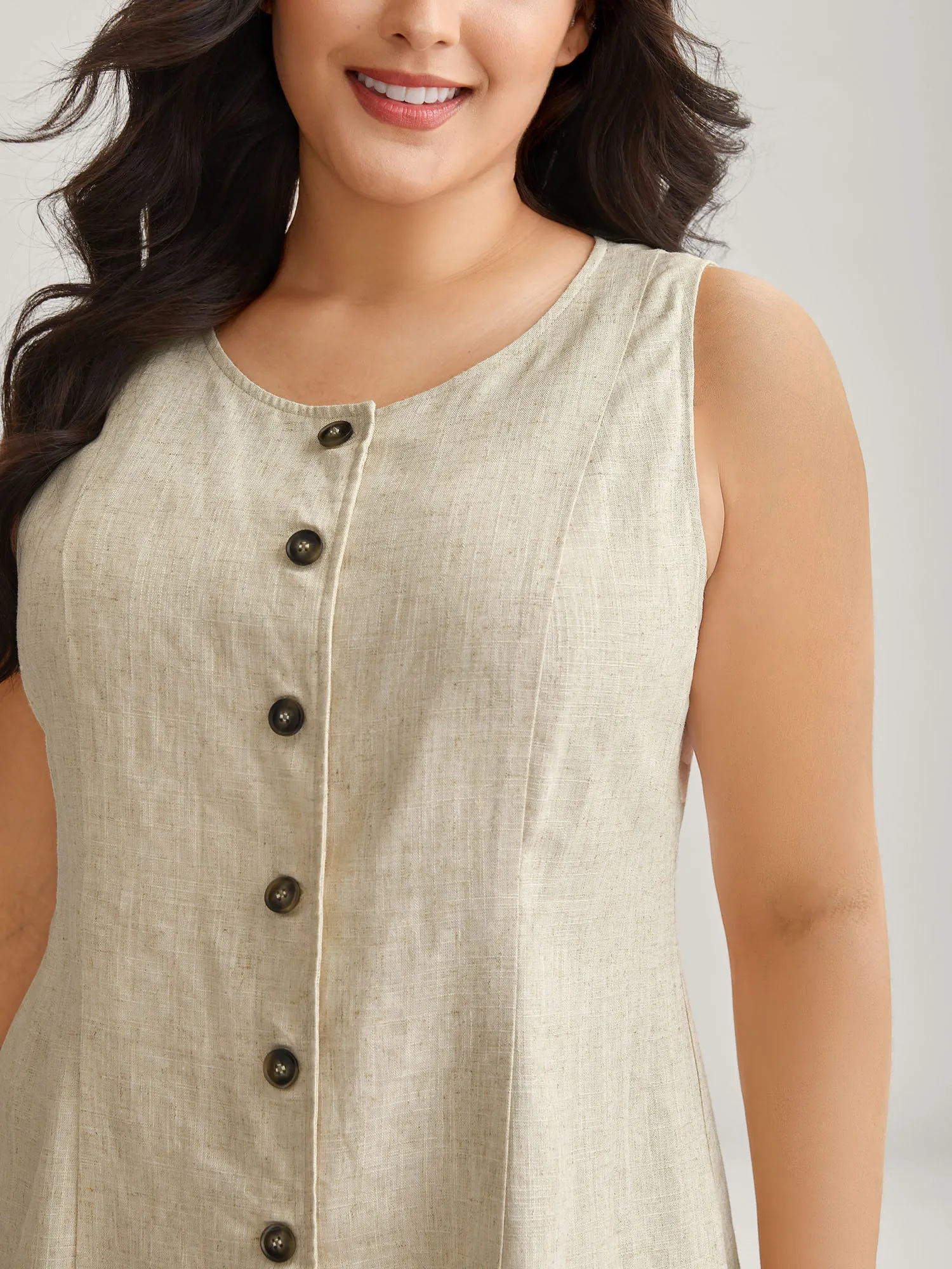 Linen Buttons Slim Fit Adjustable Vest sold by Bloomchic product image thumbnail 2