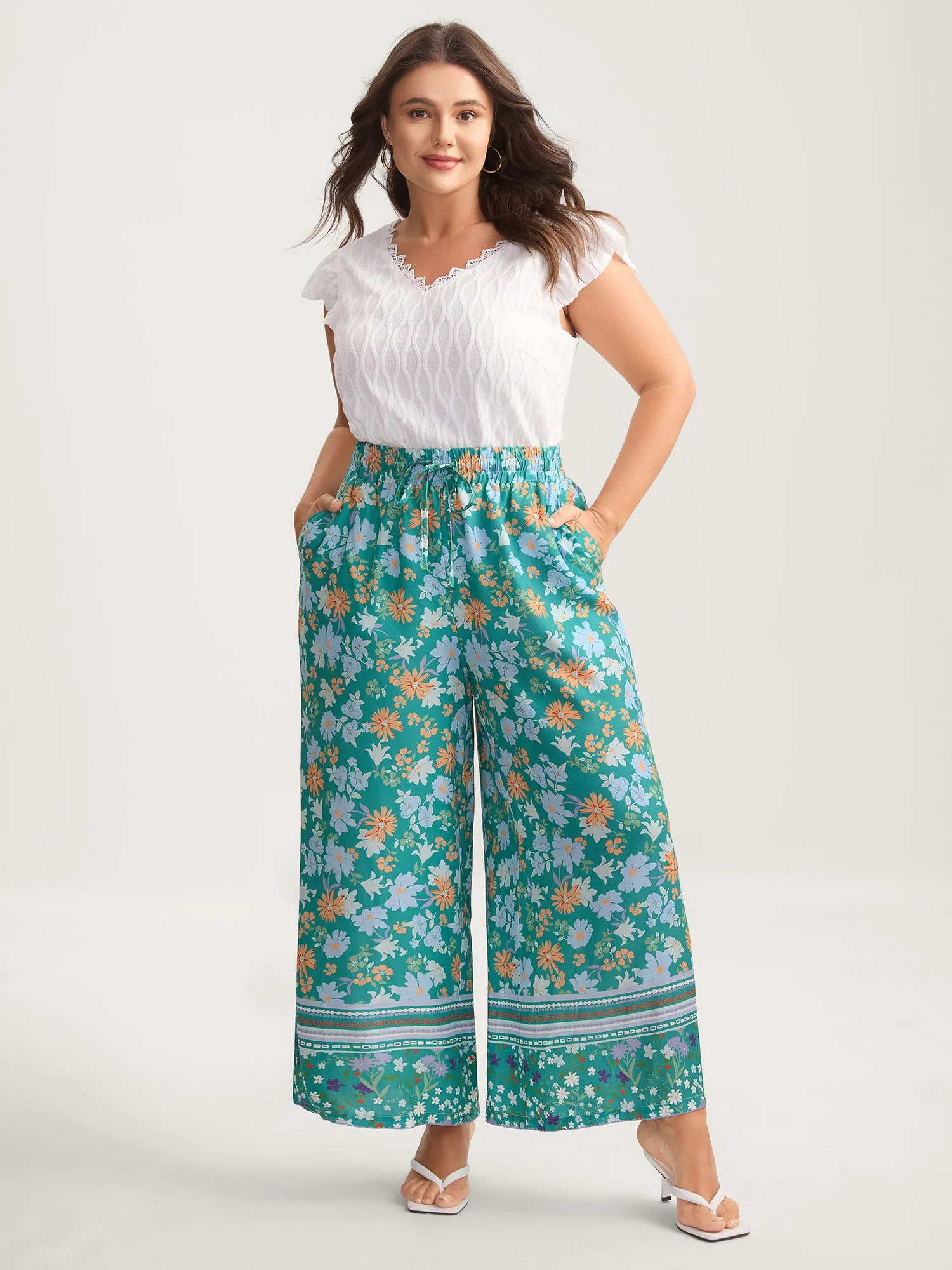 Breezy Floral Print Wide-Leg Pants sold by Bloomchic