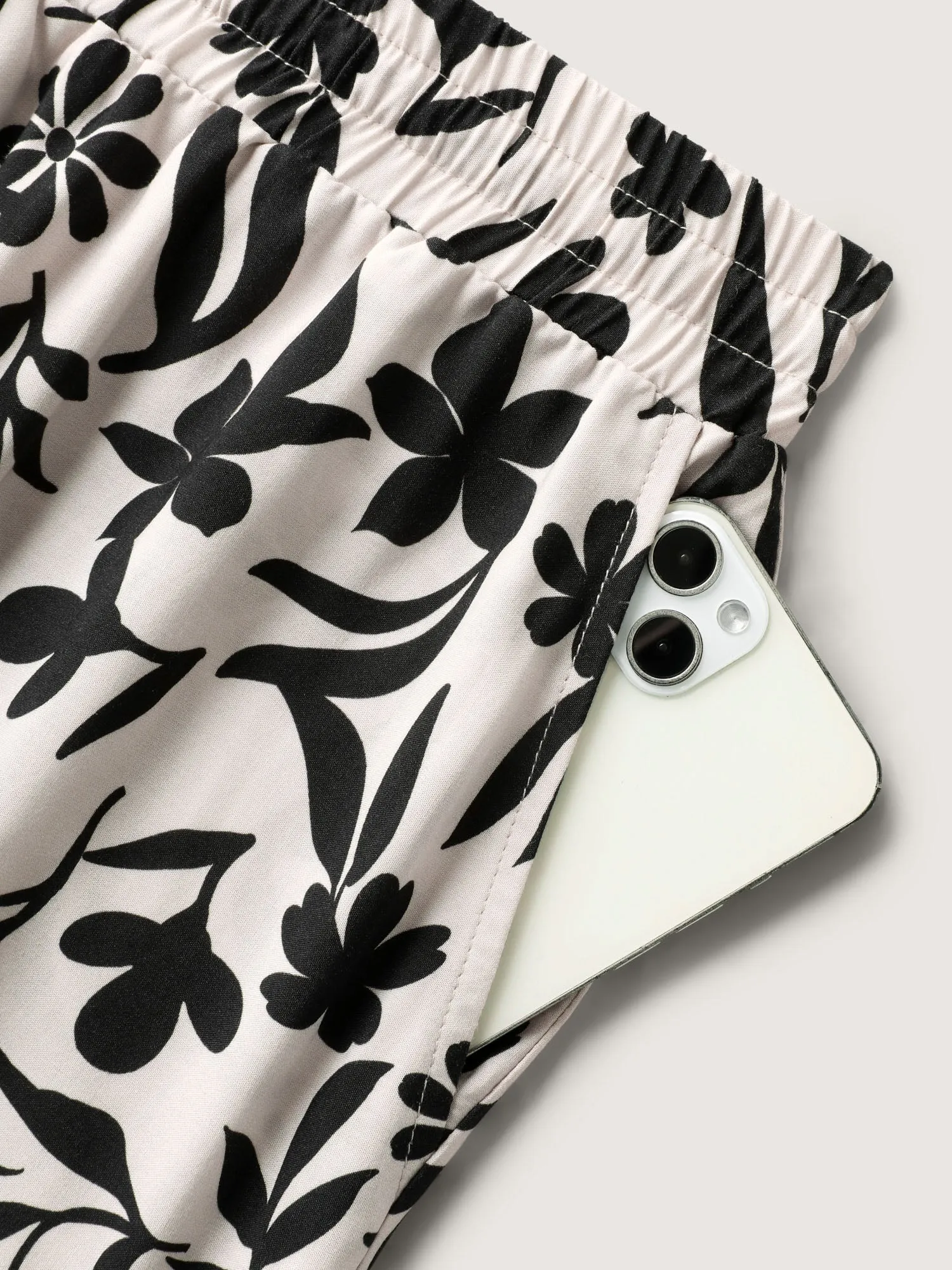 Floral Print Wide-Leg Contrast Pants sold by Bloomchic product image thumbnail 5