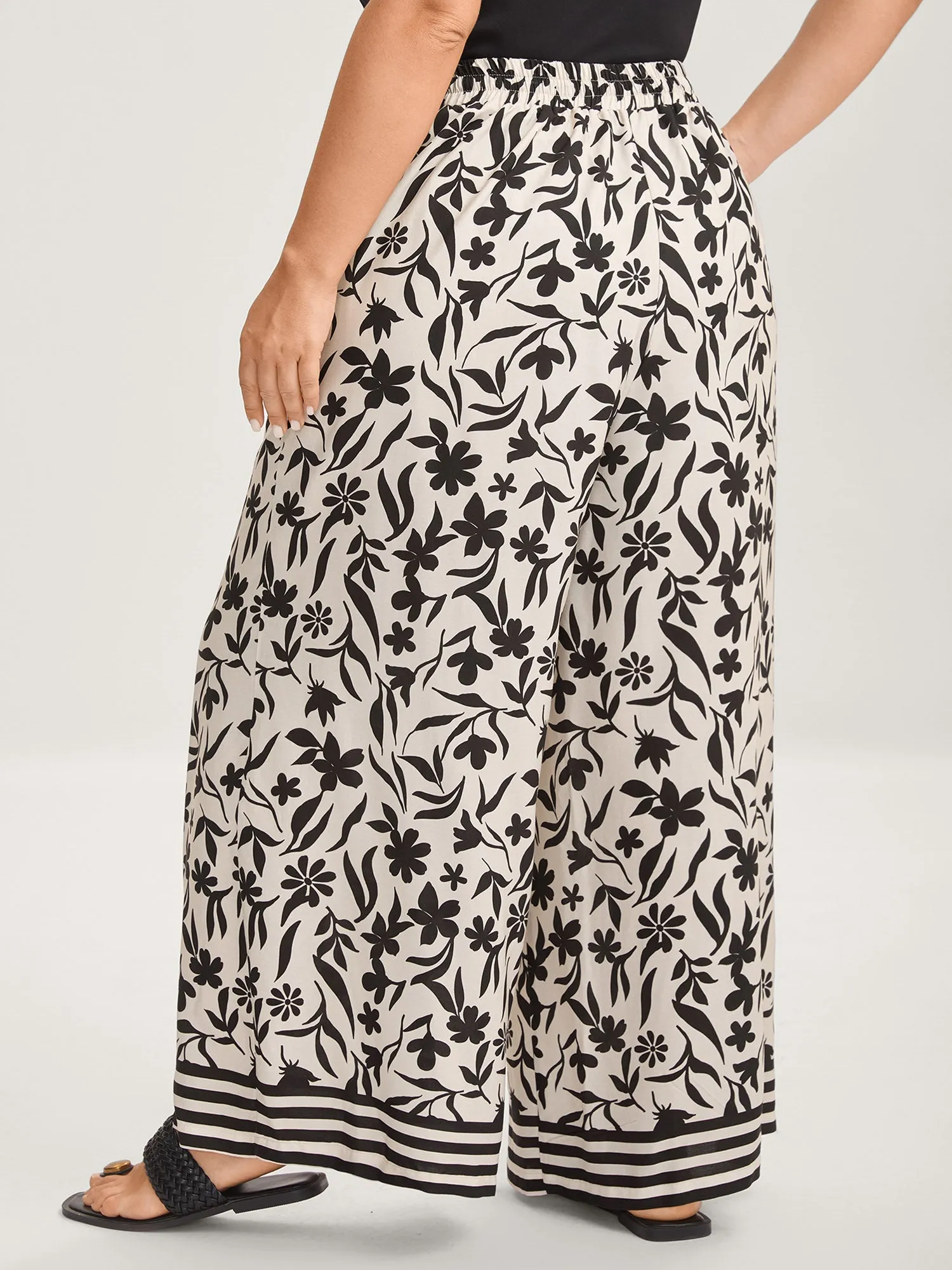 Floral Print Wide-Leg Contrast Pants sold by Bloomchic product image thumbnail 4