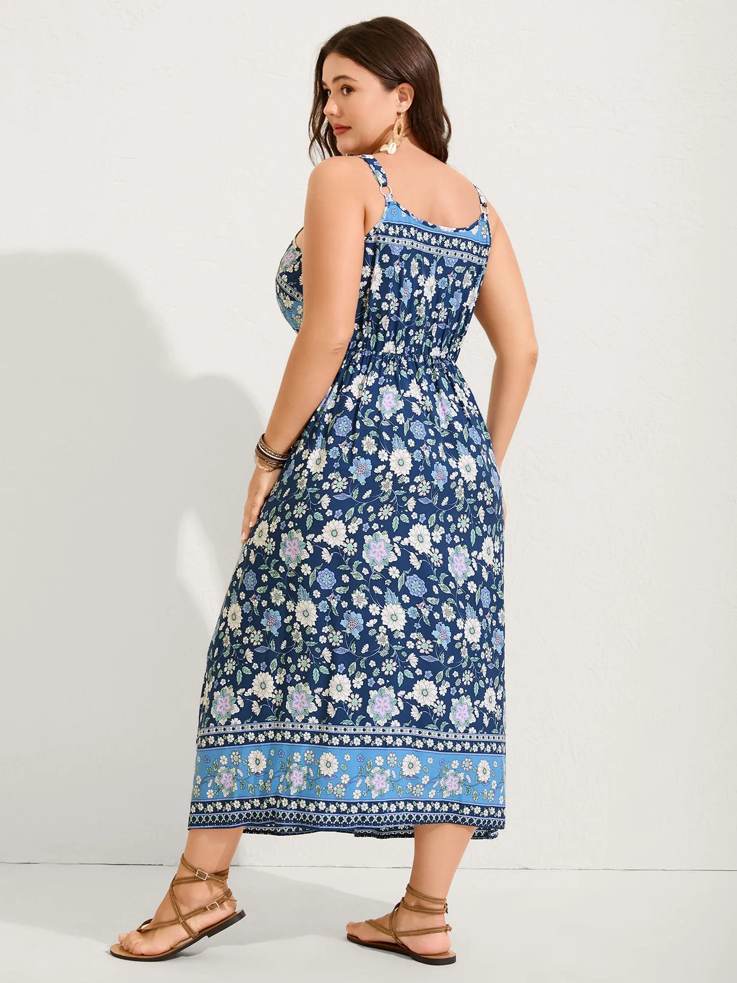 Floral Print Contrast Cami Midi Dress sold by Bloomchic product image thumbnail 4