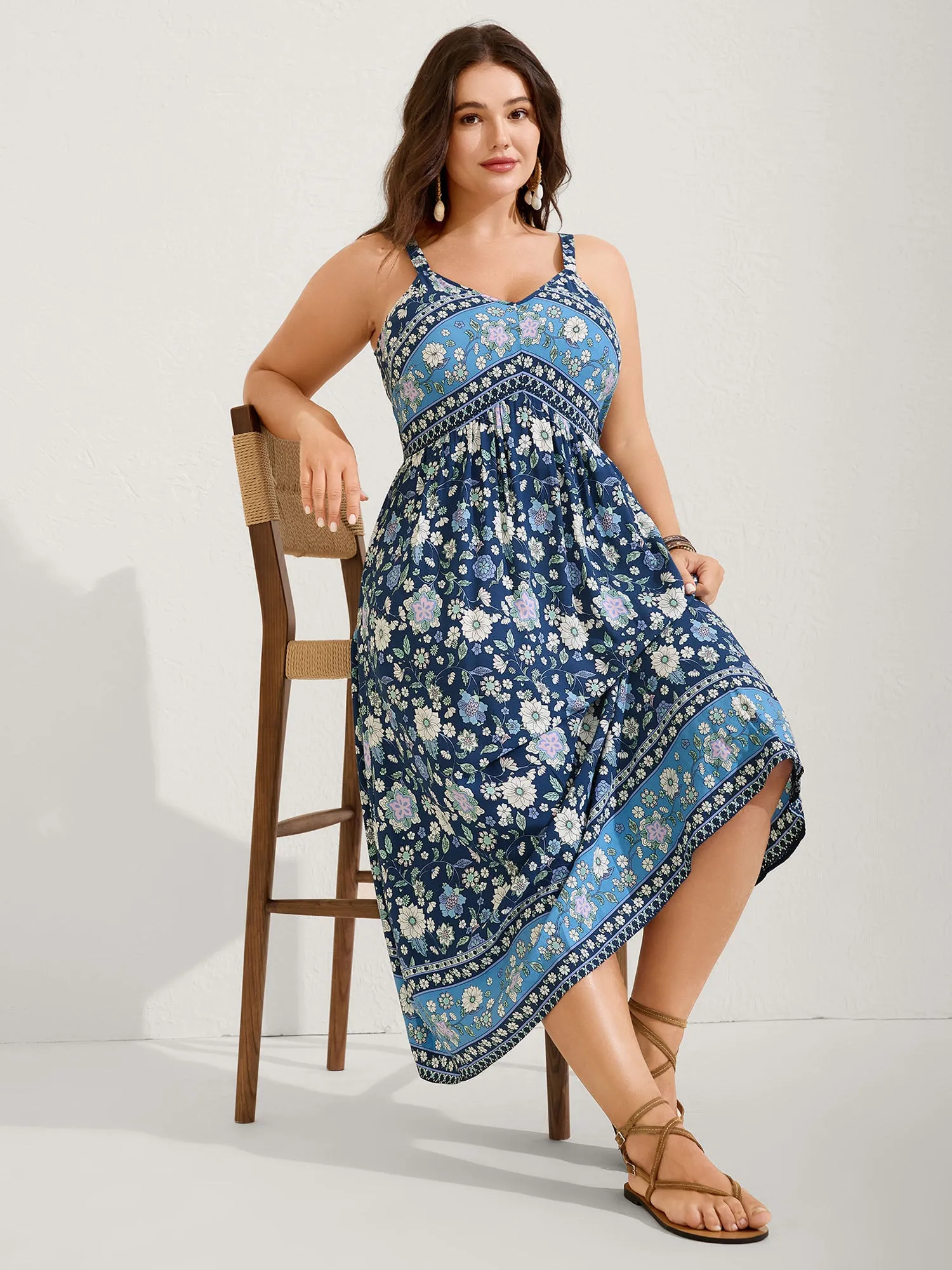 Floral Print Contrast Cami Midi Dress sold by Bloomchic