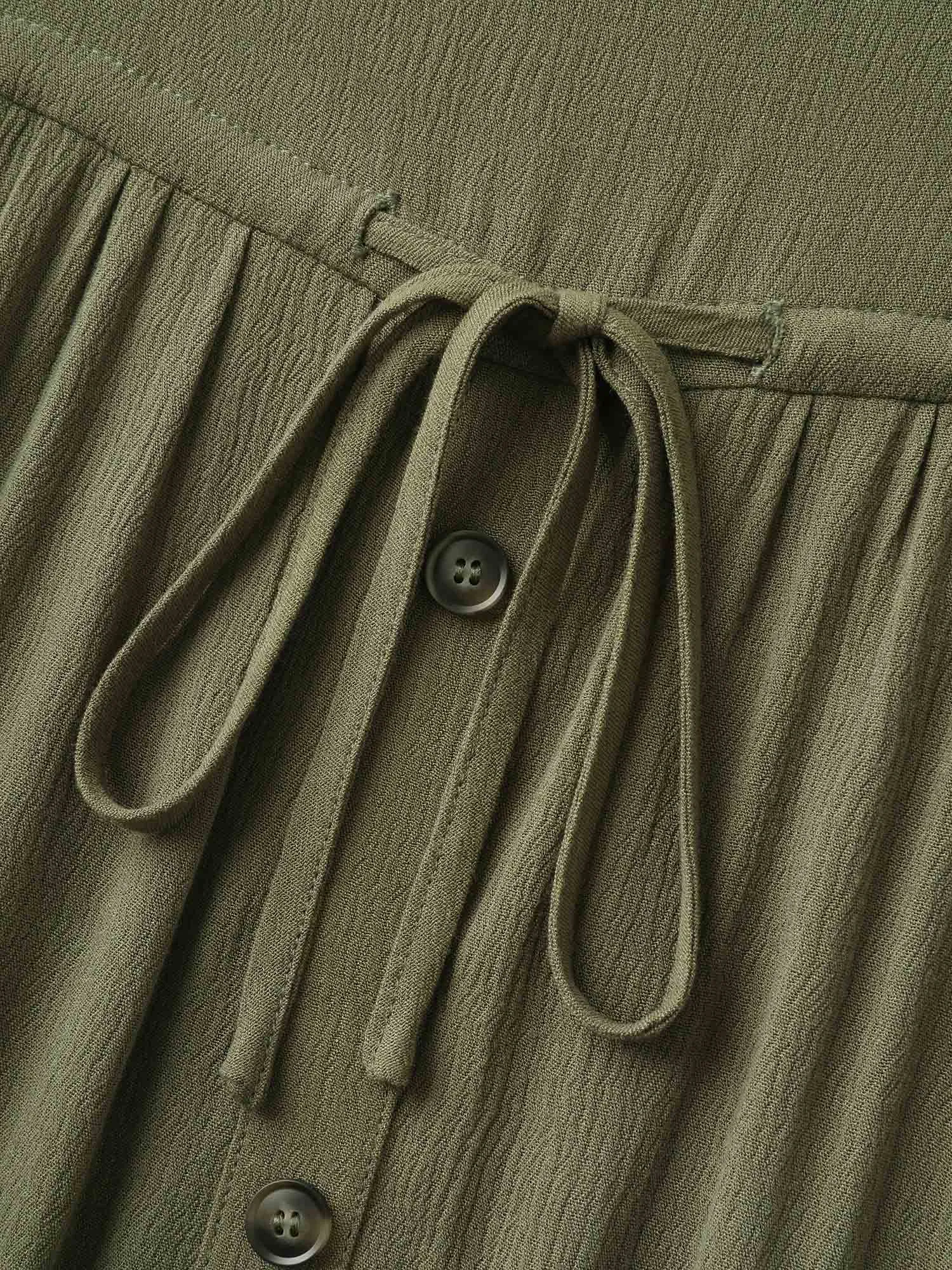 Waist-Defining Tie Ruffled Sleeve Midi Dress sold by Bloomchic product image thumbnail 5