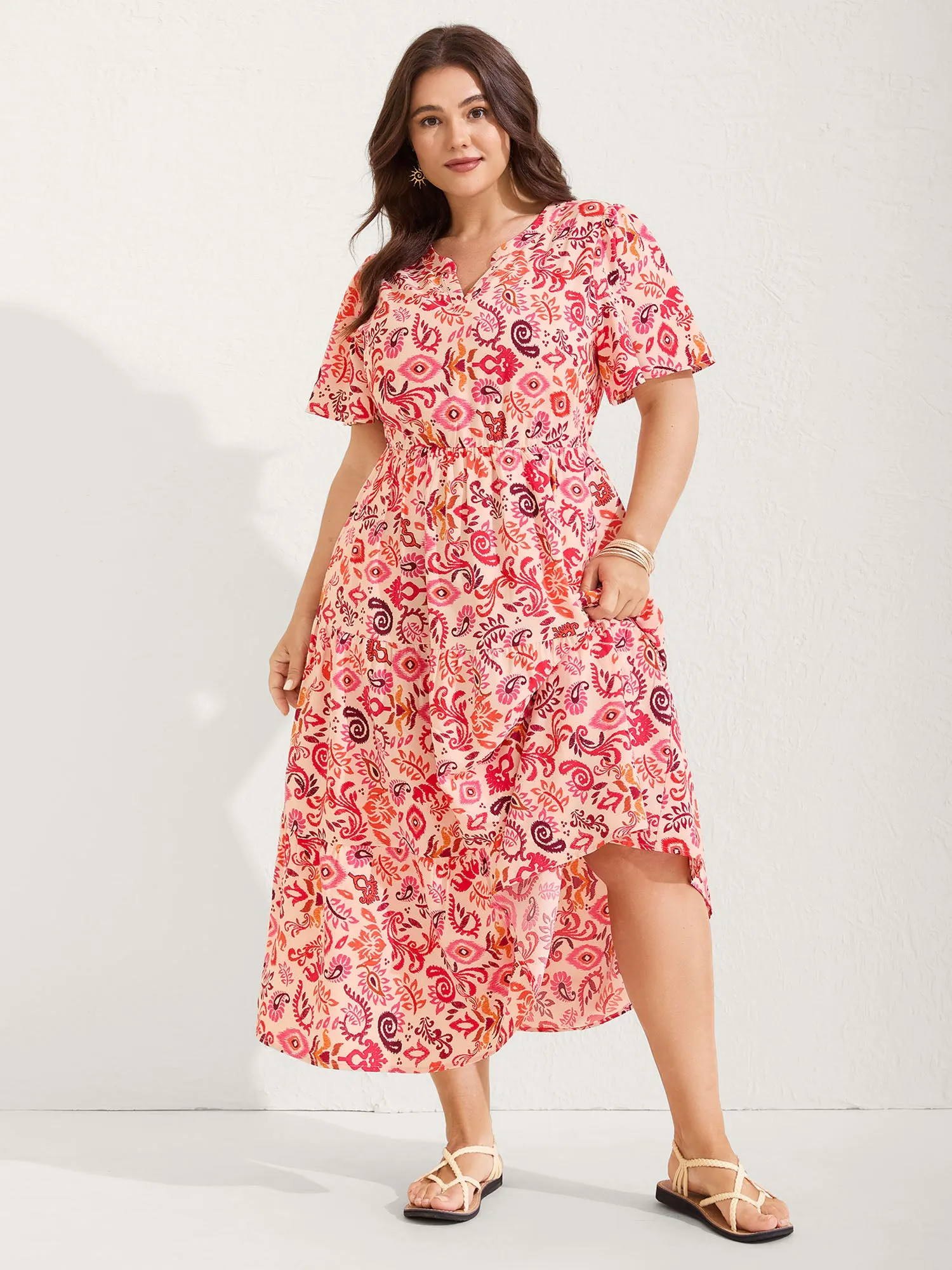 Sweet Florals Notched Collar Midi Dress sold by Bloomchic product image thumbnail 3