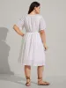 Rayon Lace Cinched-Waist Midi Dress sold by Bloomchic