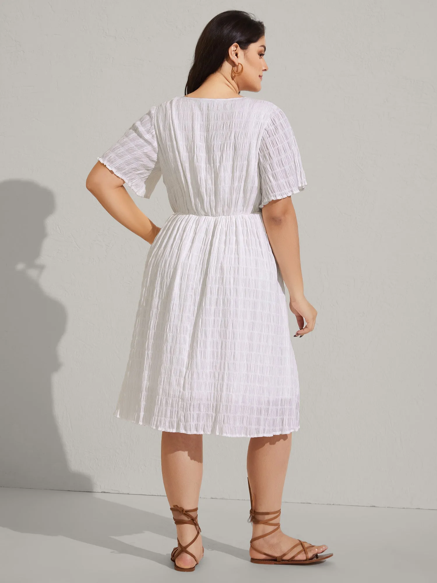 Rayon Lace Cinched-Waist Midi Dress sold by Bloomchic product image thumbnail 4