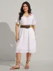 Rayon Lace Cinched-Waist Midi Dress sold by Bloomchic