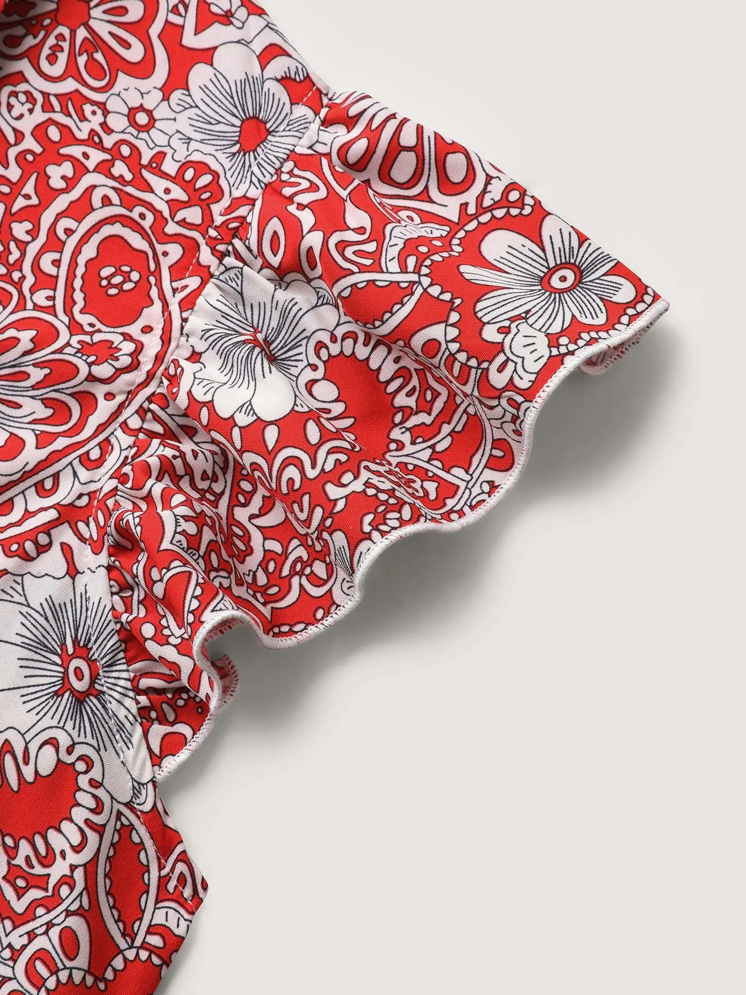 Paisley Print Collar Flutter Sleeve Midi Dress sold by Bloomchic product image thumbnail 5