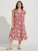 Paisley Print Collar Flutter Sleeve Midi Dress sold by Bloomchic
