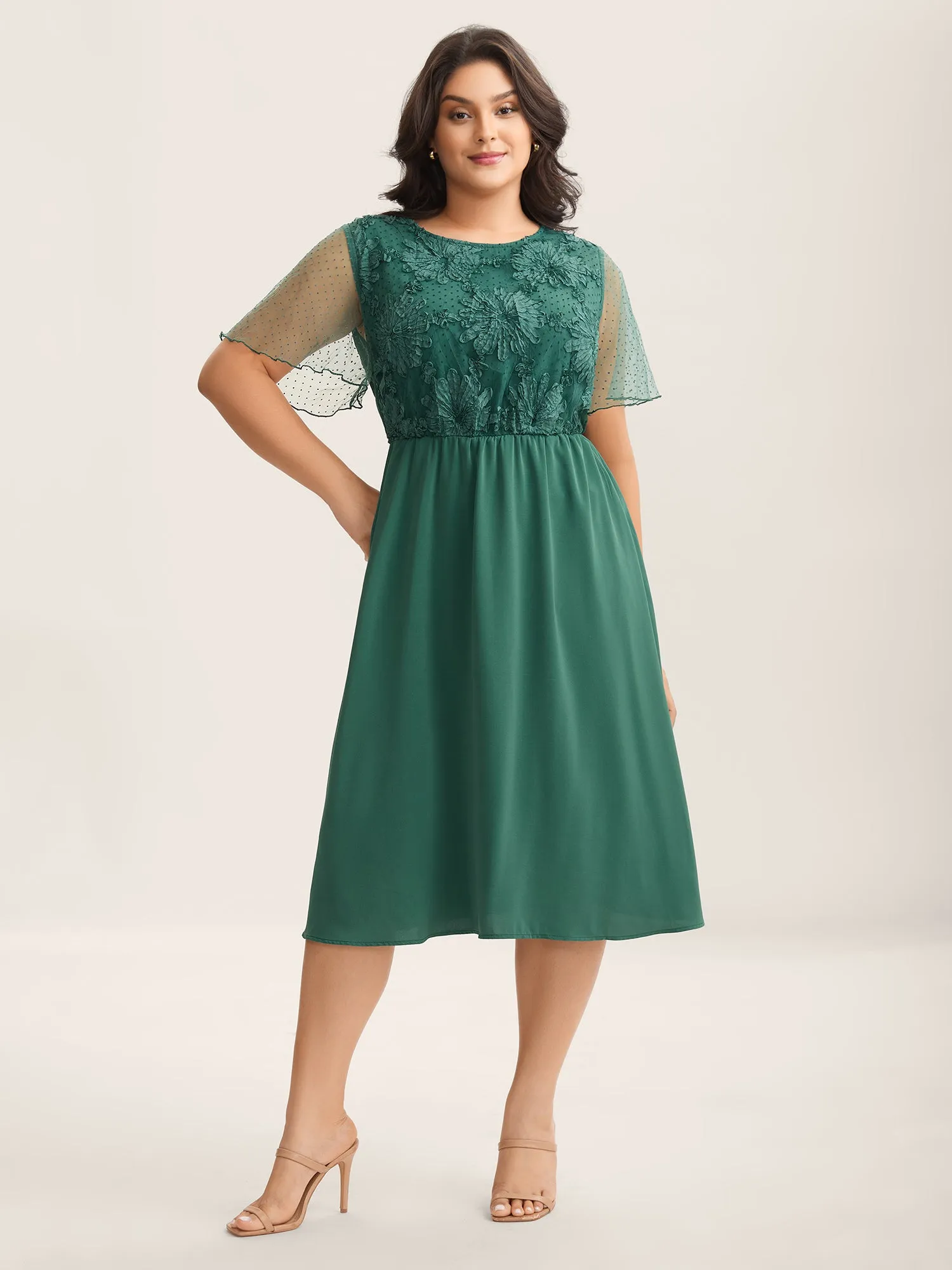 Floral Textured Sheer Pockets Midi Dress sold by Bloomchic product image thumbnail 3