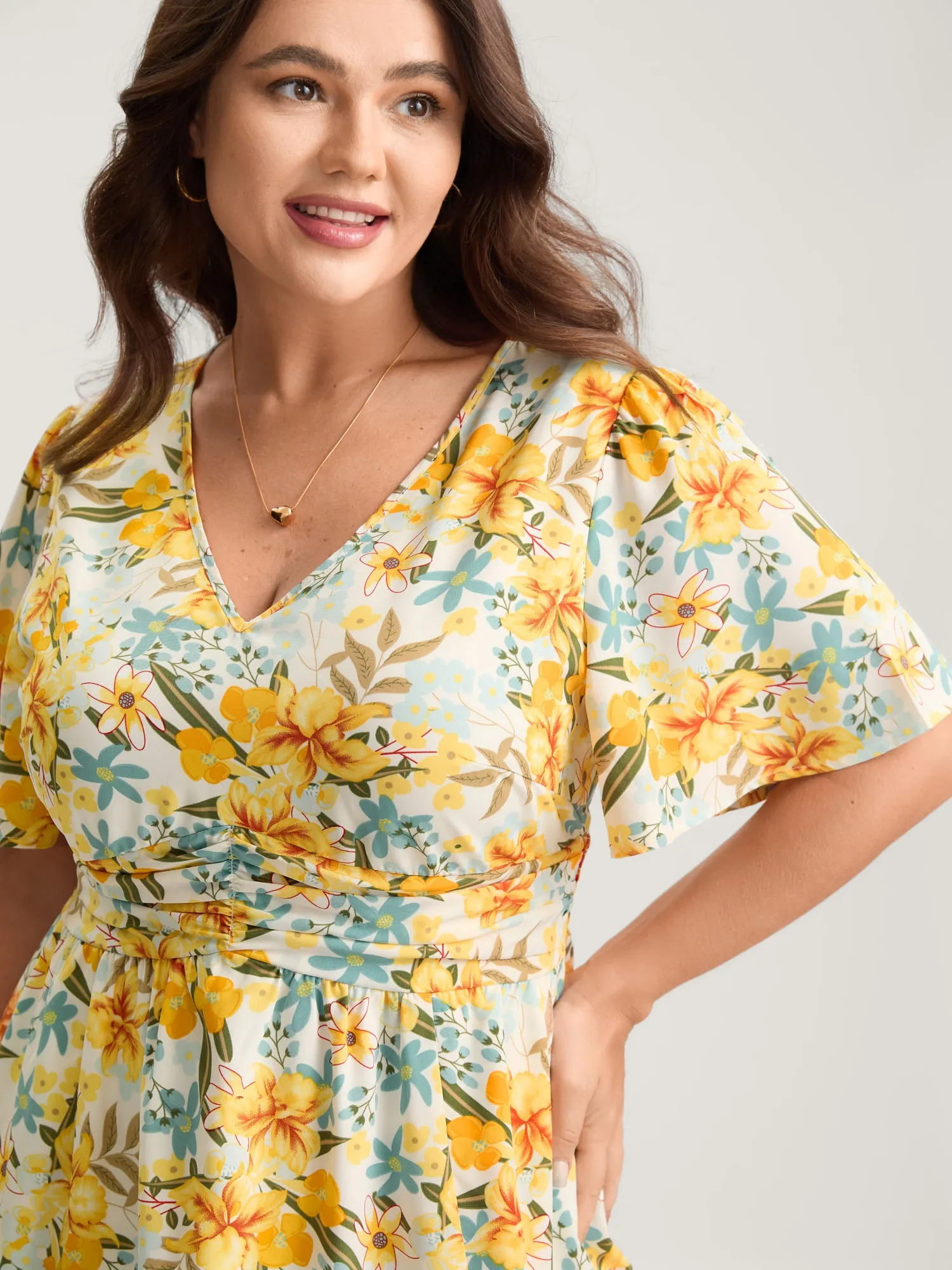 Sunkissed Floral Shirred Waist Midi Dress sold by Bloomchic product image thumbnail 2