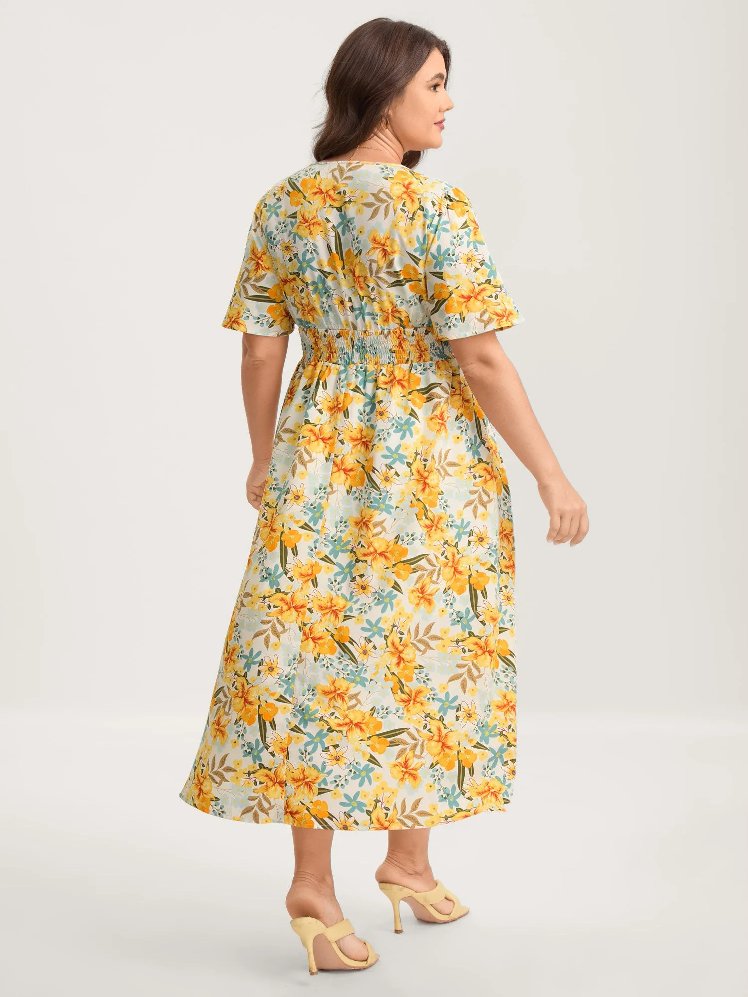 Sunkissed Floral Shirred Waist Midi Dress sold by Bloomchic product image thumbnail 4