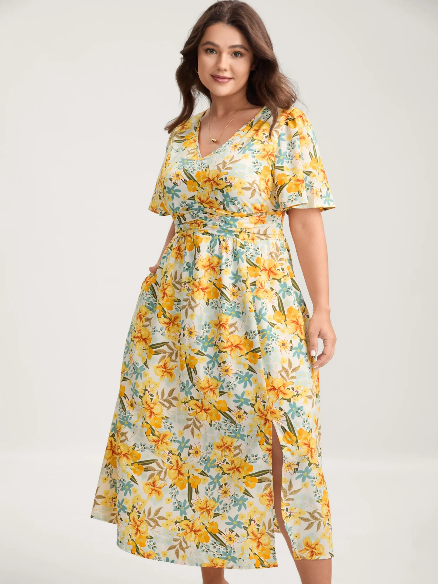 Sunkissed Floral Shirred Waist Midi Dress sold by Bloomchic product image thumbnail 3