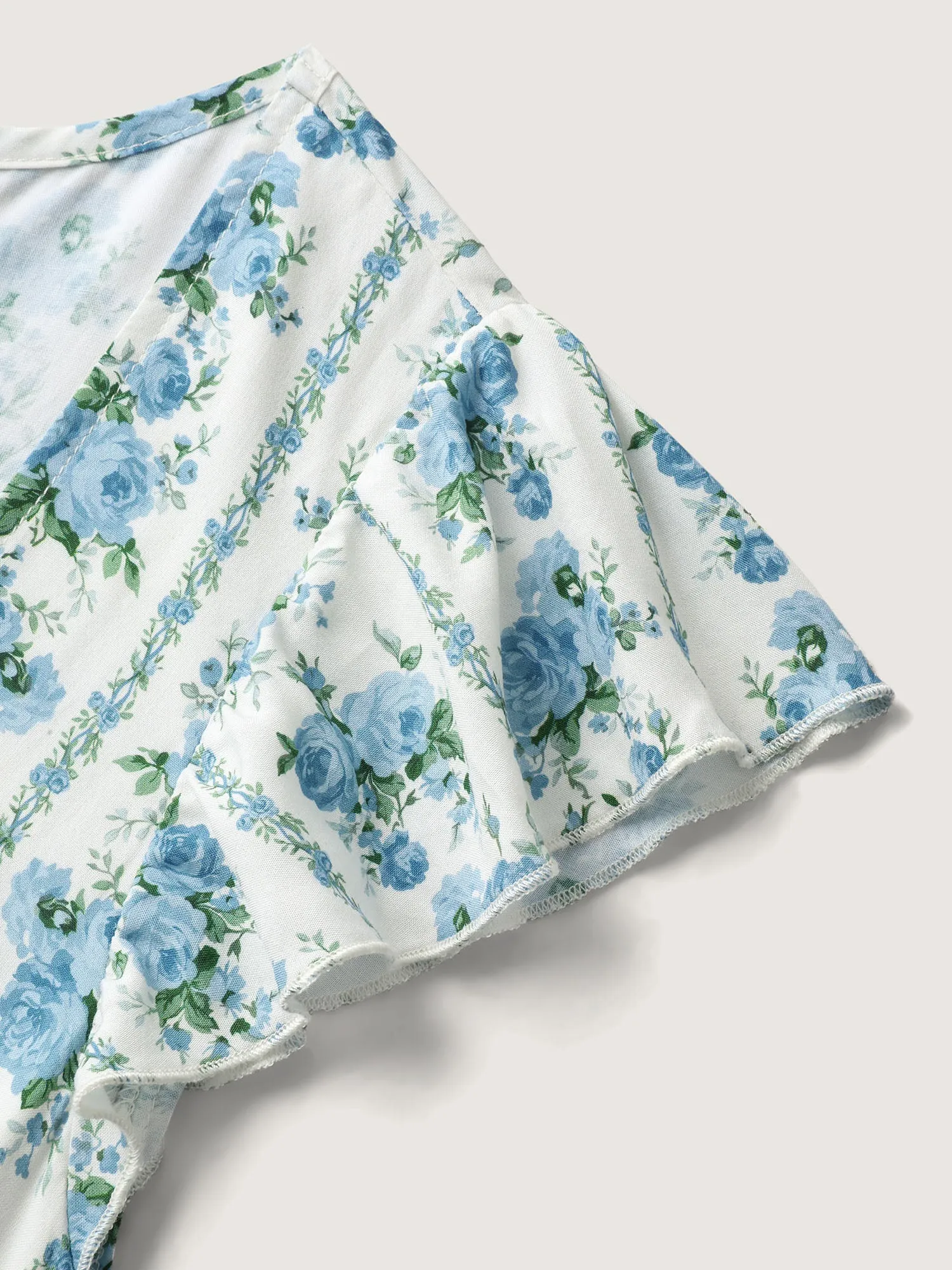 Floral Stripe Flutter Sleeve Maxi Dress sold by Bloomchic product image thumbnail 5