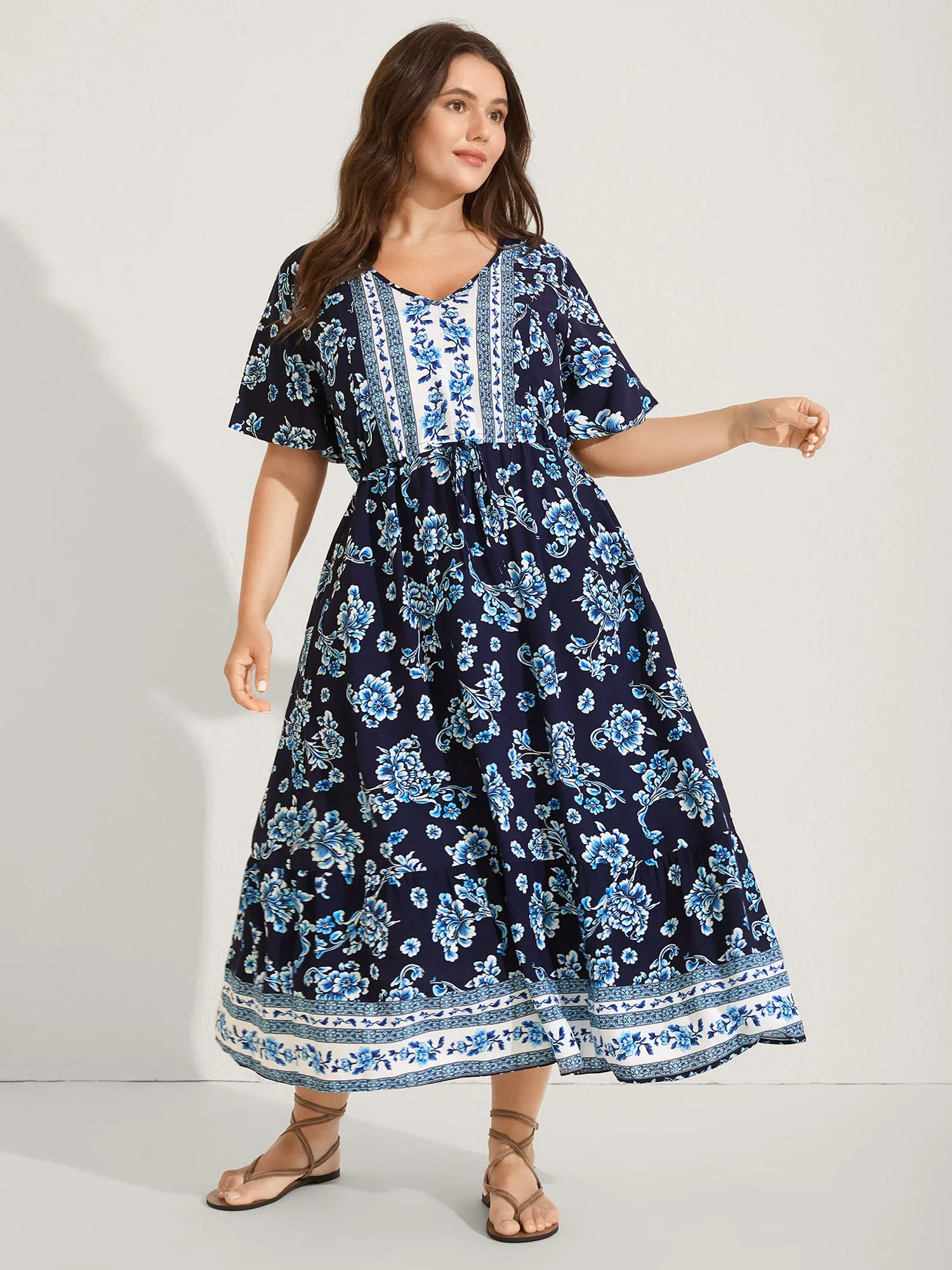 Rayon Stretchy Waist Lace Midi Dress sold by Bloomchic product image thumbnail 3