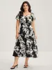 Floral Double Stretchy Waist Midi Dress sold by Bloomchic