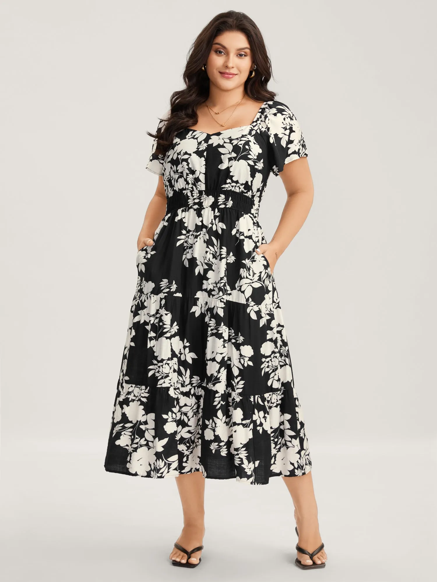 Floral Double Stretchy Waist Midi Dress sold by Bloomchic product image thumbnail 2
