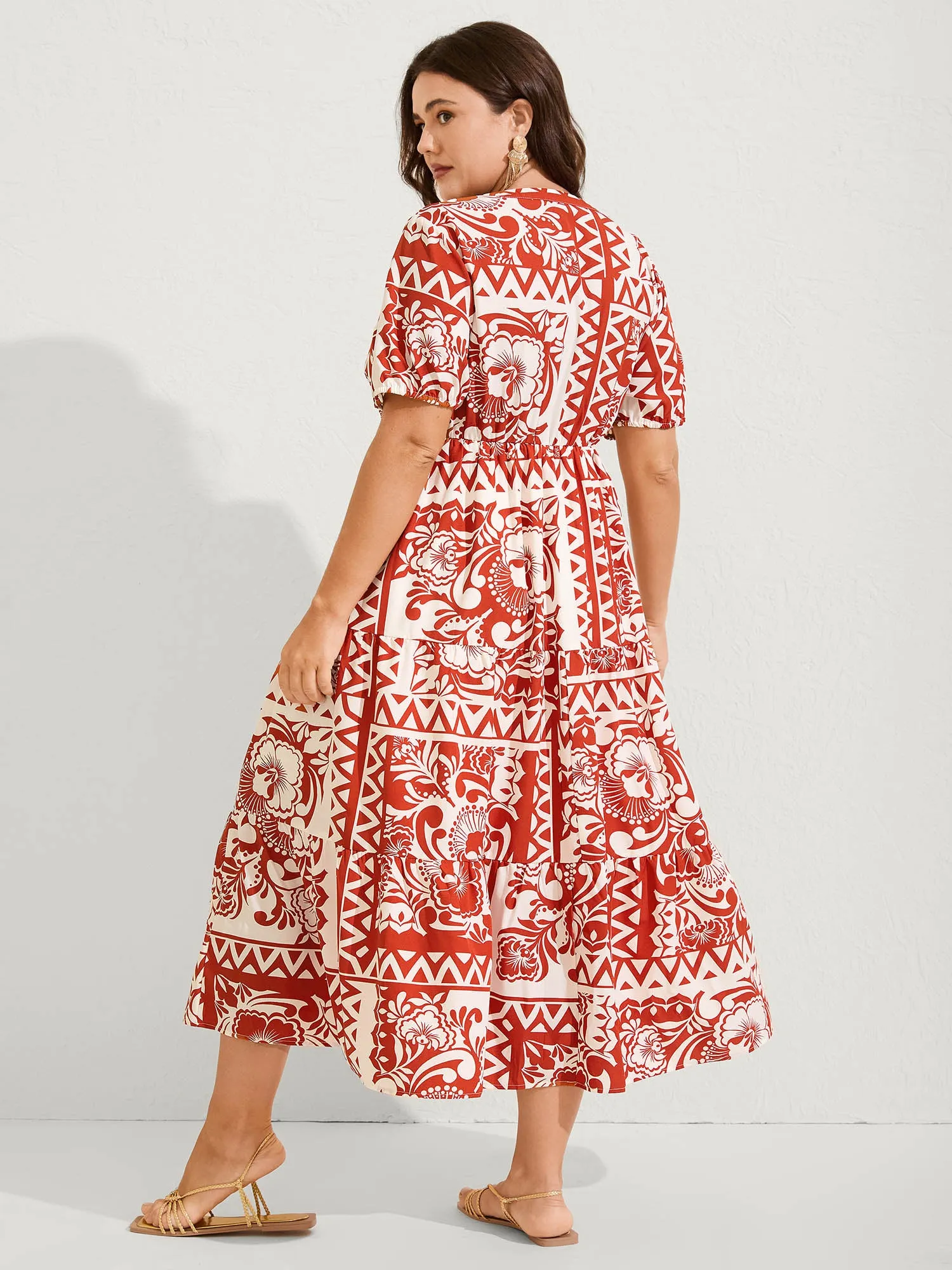 Geometric Print Notched Collar Maxi Dress sold by Bloomchic product image thumbnail 4