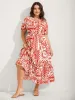 Geometric Print Notched Collar Maxi Dress sold by Bloomchic