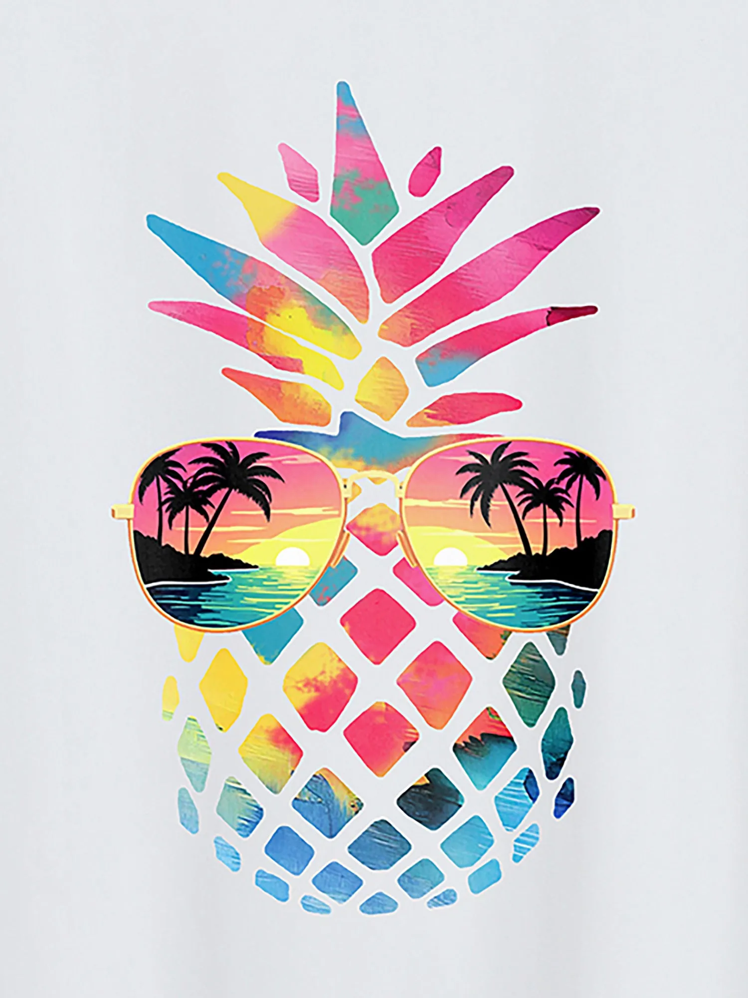 Pineapple Vibes Print Round Neck T-Shirt sold by Bloomchic product image thumbnail 2