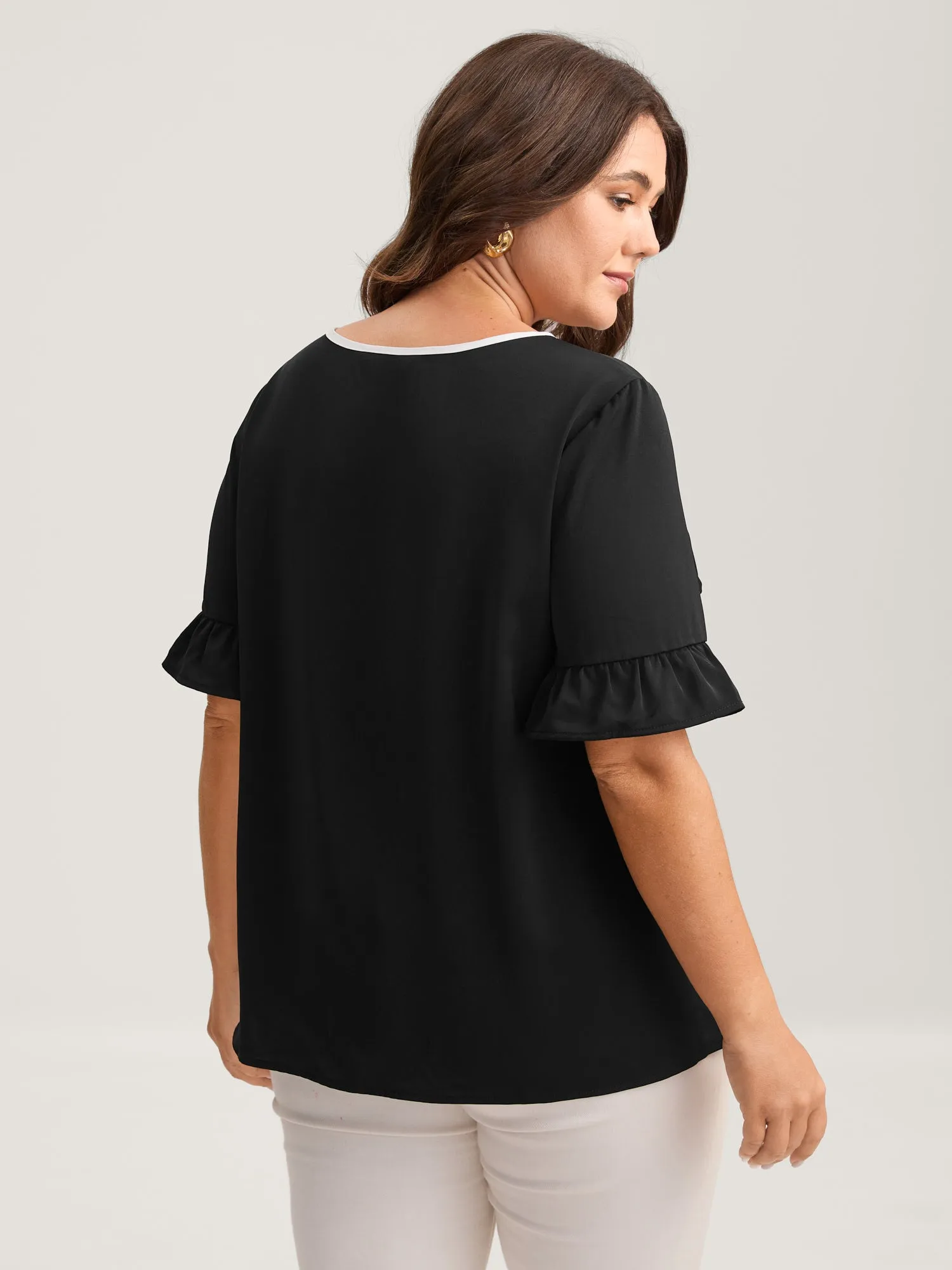 Metallic Detail Neck Cut-Out Blouse sold by Bloomchic product image thumbnail 3