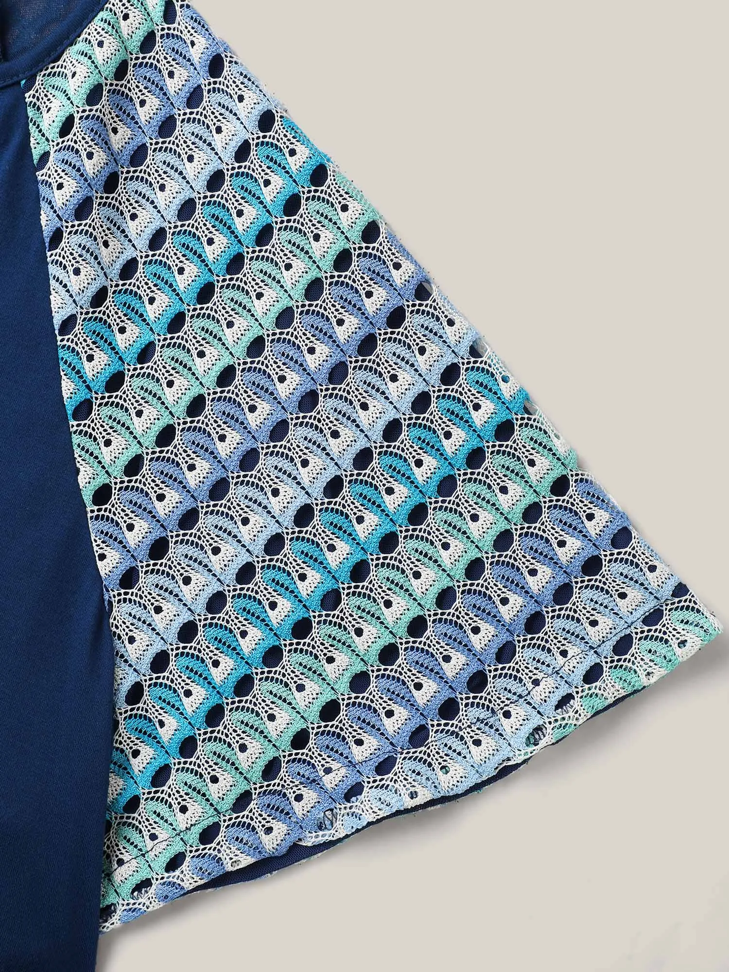 Colorful Crochet Raglan Sleeve T-Shirt sold by Bloomchic product image thumbnail 5