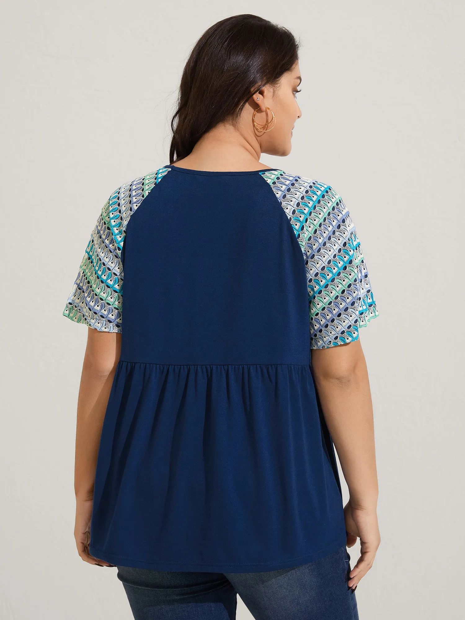 Colorful Crochet Raglan Sleeve T-Shirt sold by Bloomchic product image thumbnail 4