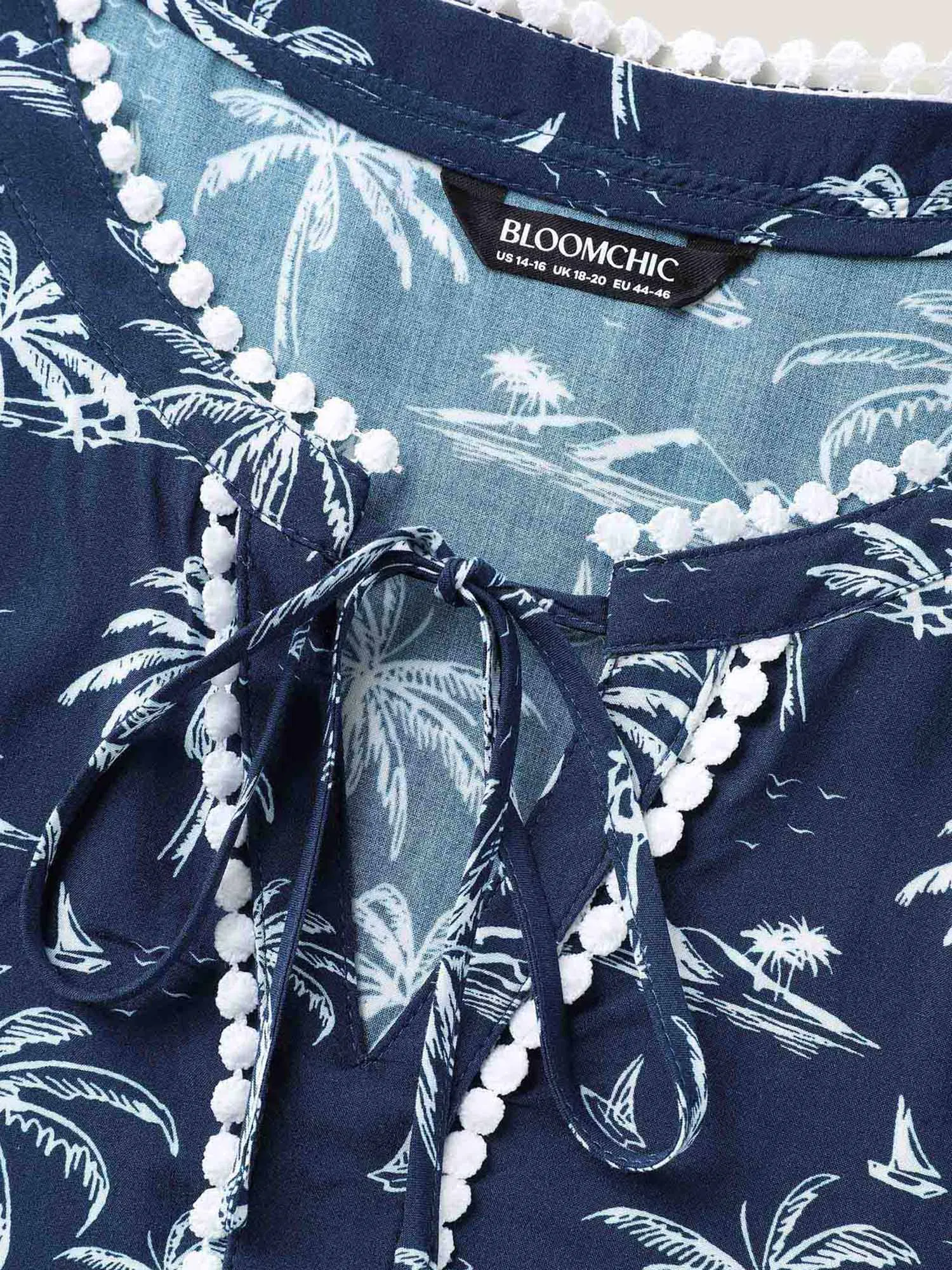 Tropical Print Lace Trim Flowy Blouse sold by Bloomchic product image thumbnail 5