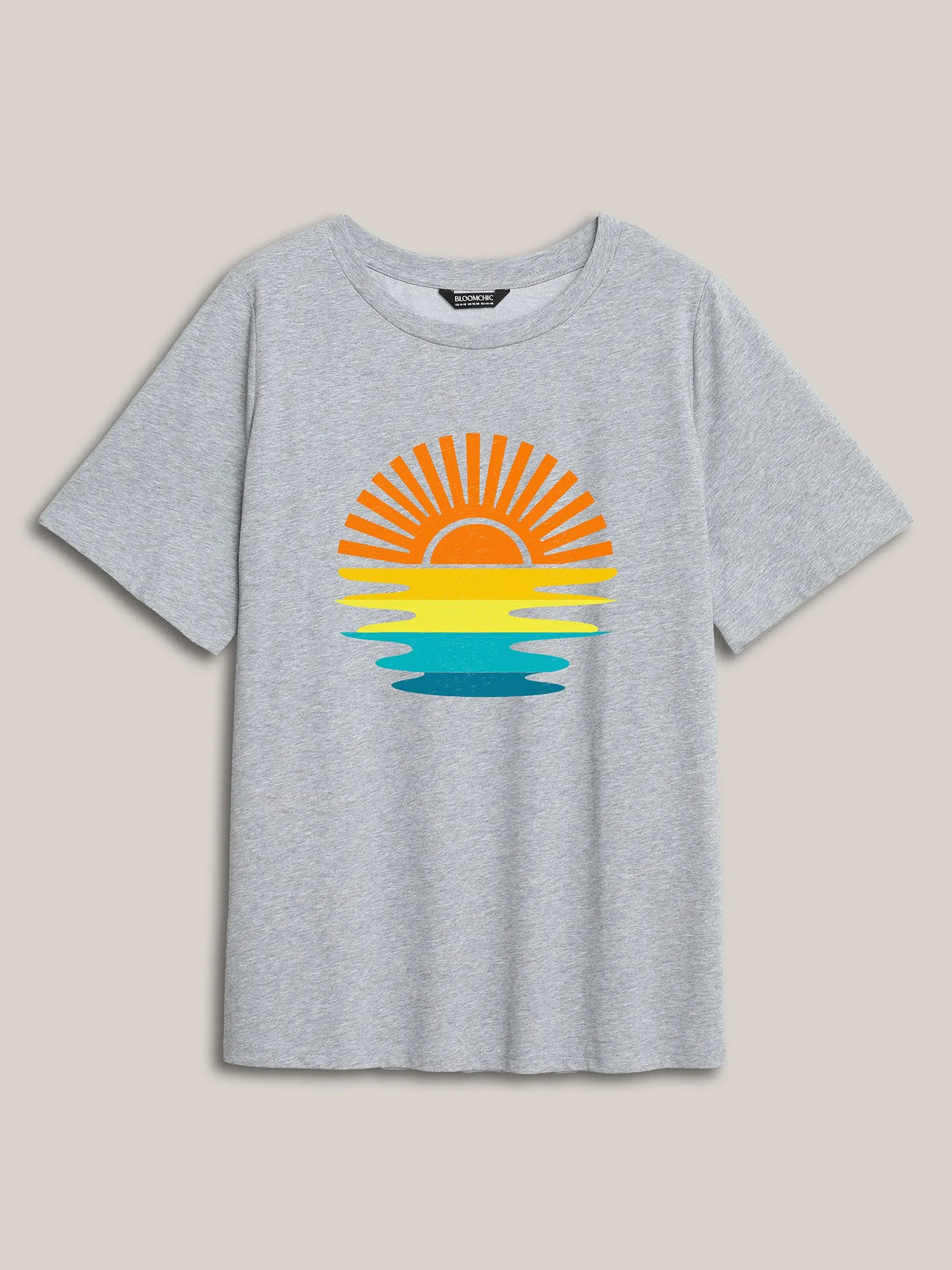 Colorful Sunrise Print Round Neck T-Shirt sold by Bloomchic product image thumbnail 5