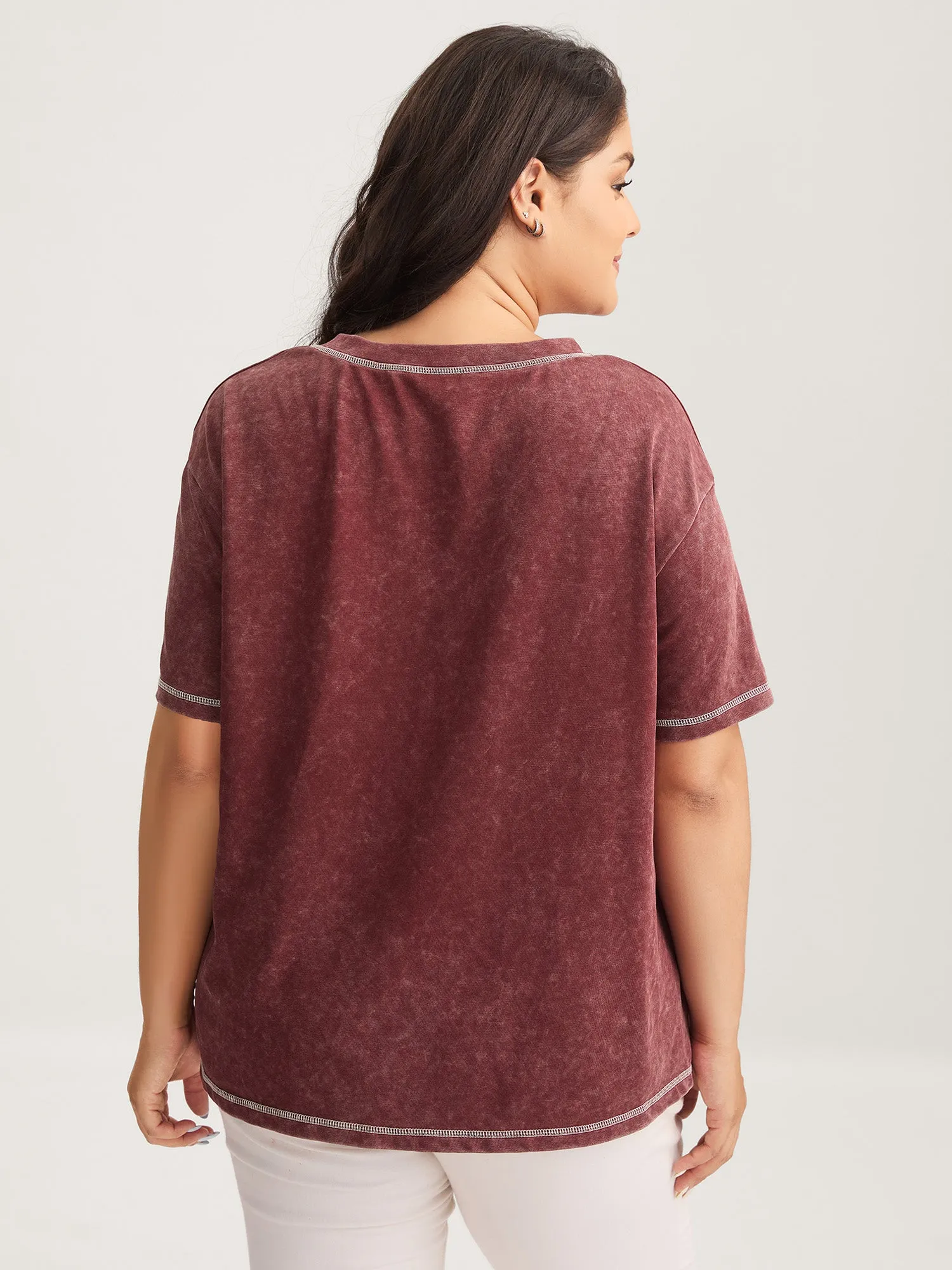 Vintage Stretchy V-Neck T-Shirt sold by Bloomchic product image thumbnail 4