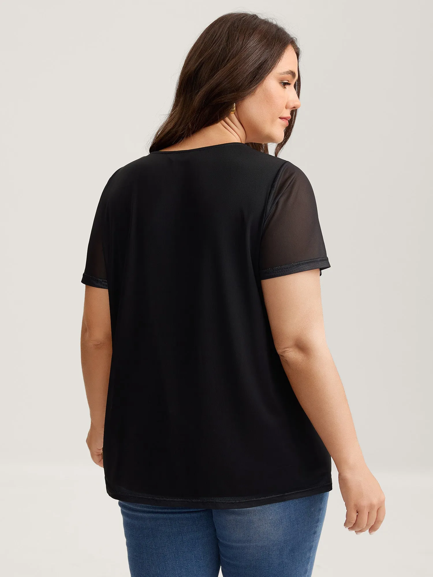 Romantic Floral Motif Sheer Knit T-Shirt sold by Bloomchic product image thumbnail 4