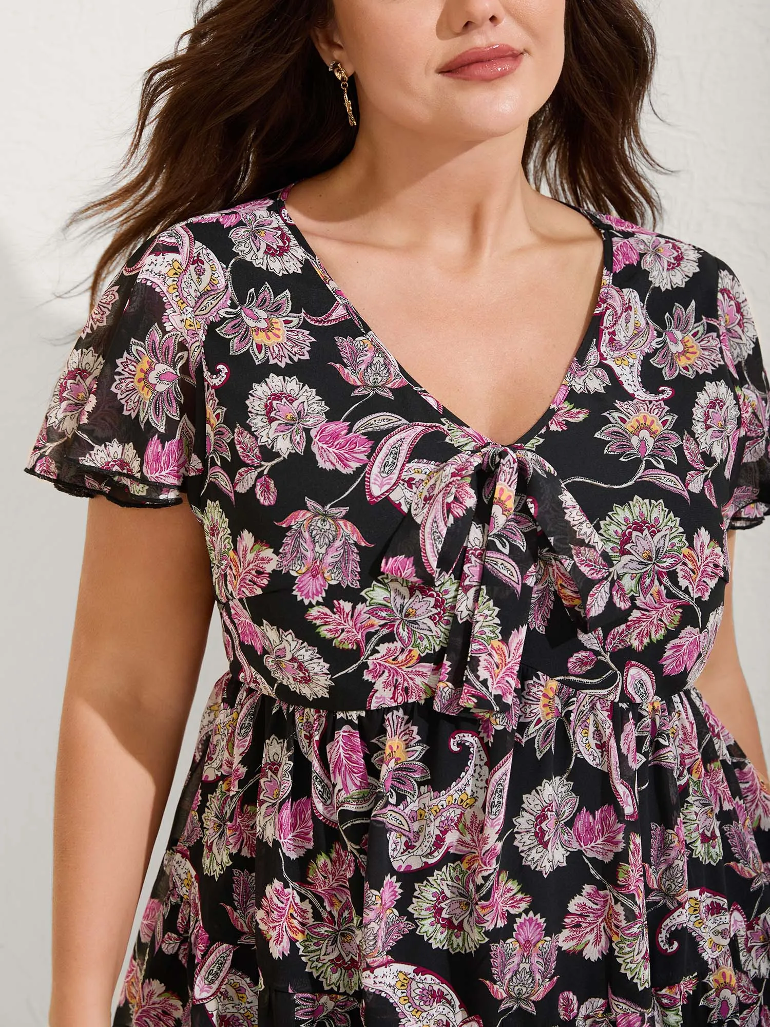 Floral Paisley Print Ribbon Tie Blouse sold by Bloomchic product image thumbnail 2