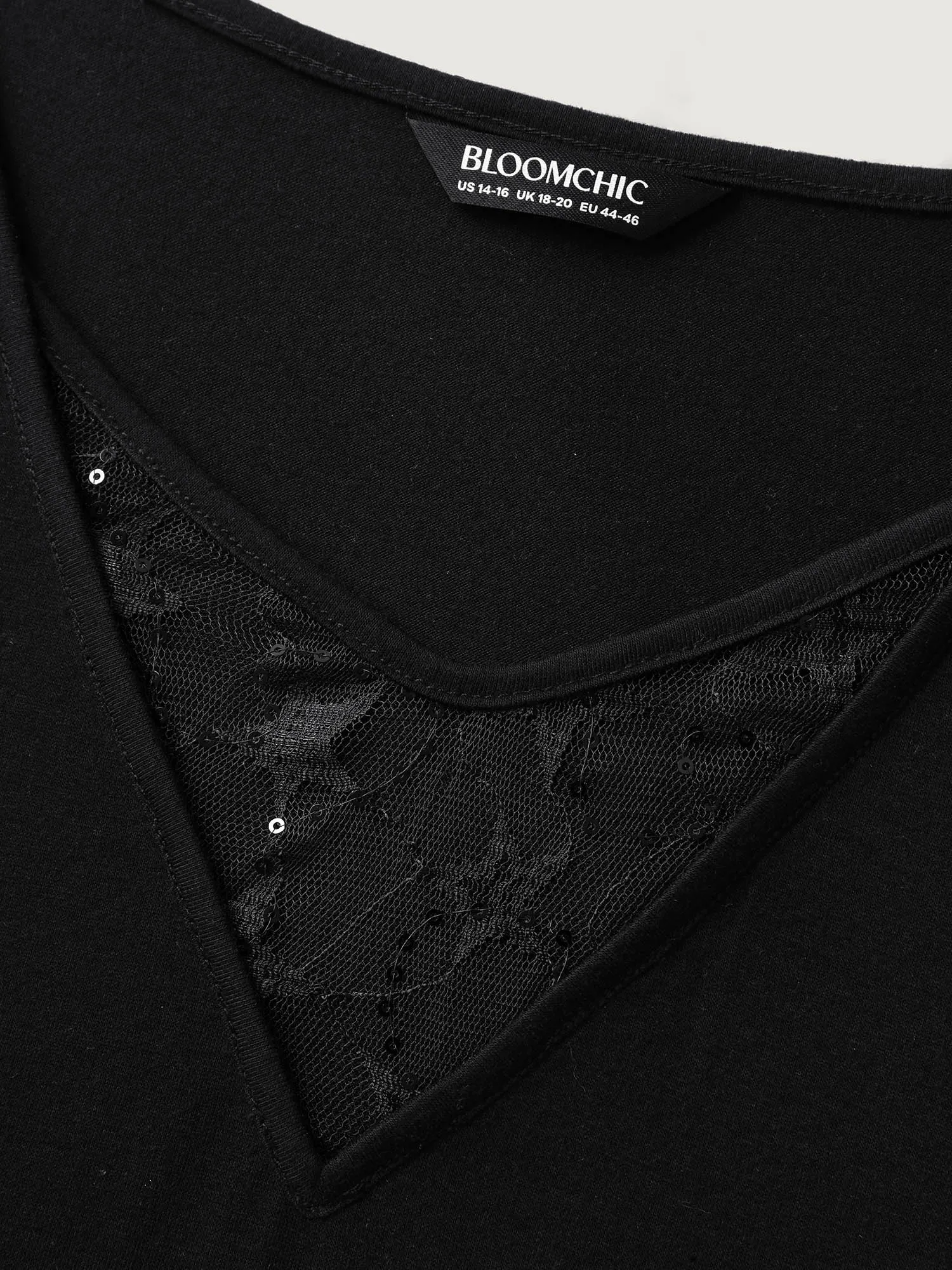 Beaded Mesh Sheer Patchwork T-Shirt sold by Bloomchic product image thumbnail 5