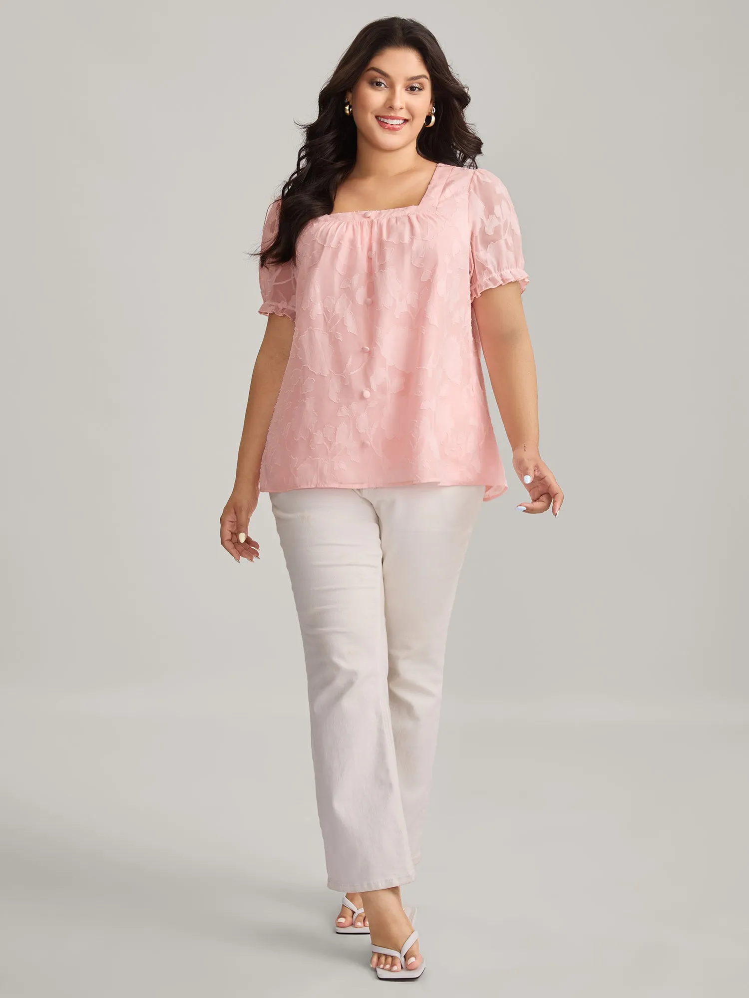 Floral Textured Button Detail Blouse sold by Bloomchic product image thumbnail 3