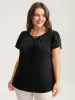 Metallic Detail Pleated Solid Blouse sold by Bloomchic