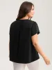 Metallic Detail Pleated Solid Blouse sold by Bloomchic