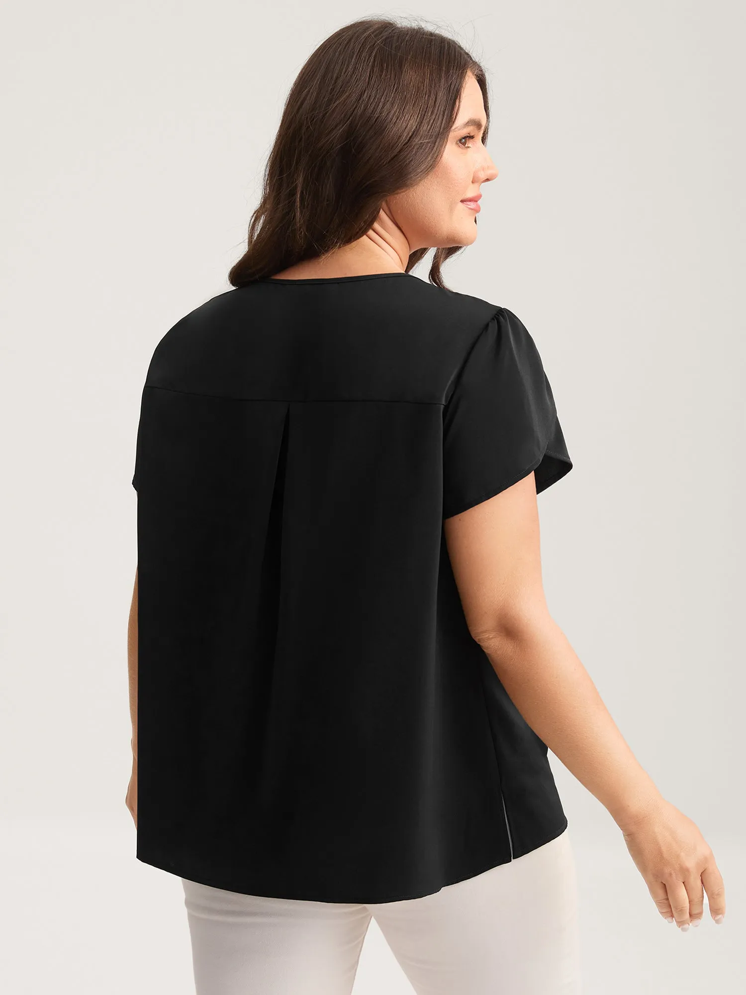 Metallic Detail Pleated Solid Blouse sold by Bloomchic product image thumbnail 4
