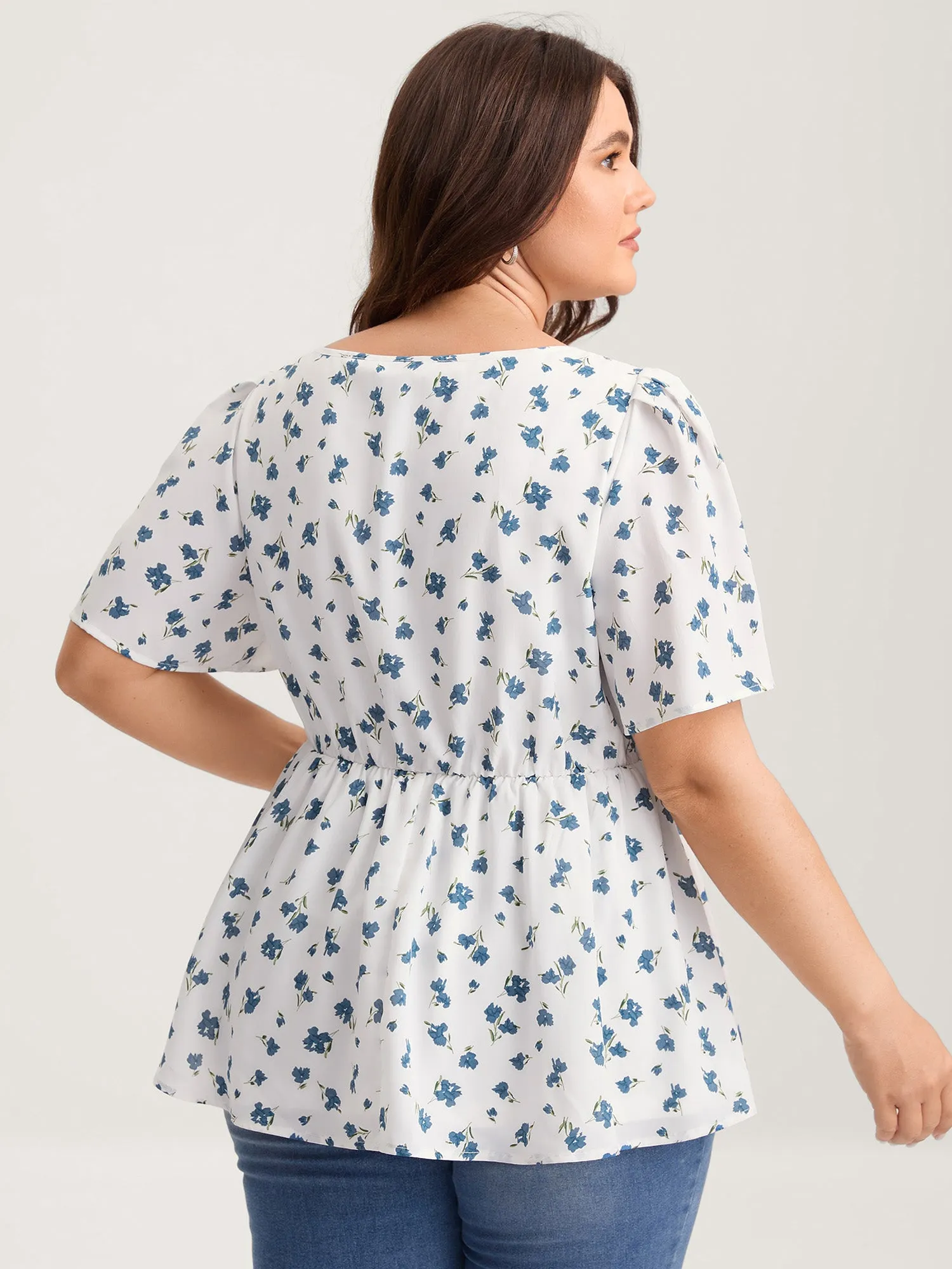 Delicate Floral Print Lotus Sleeve Blouse sold by Bloomchic product image thumbnail 4