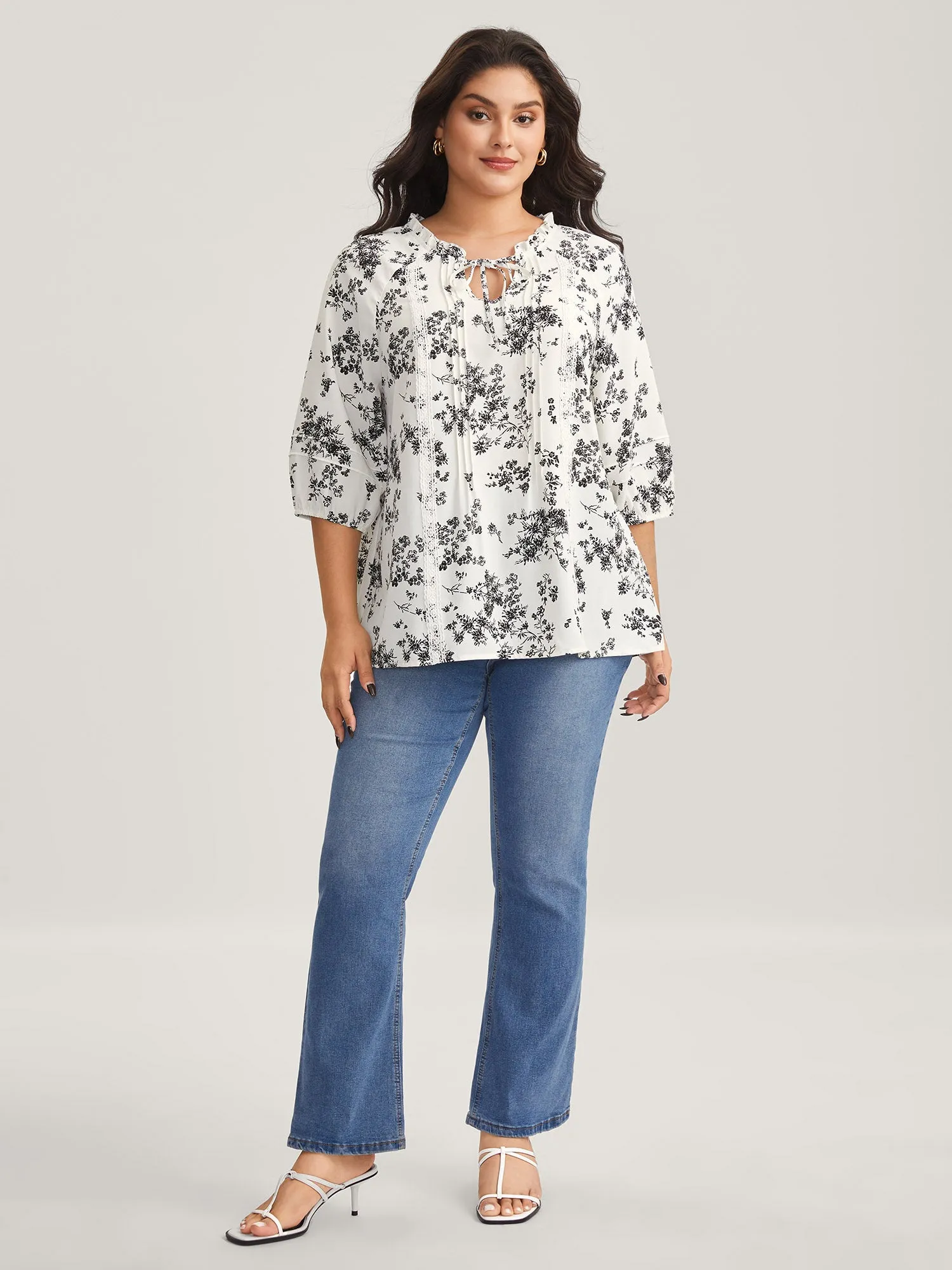 Floral Print Plicated Detail Blouse sold by Bloomchic product image thumbnail 3