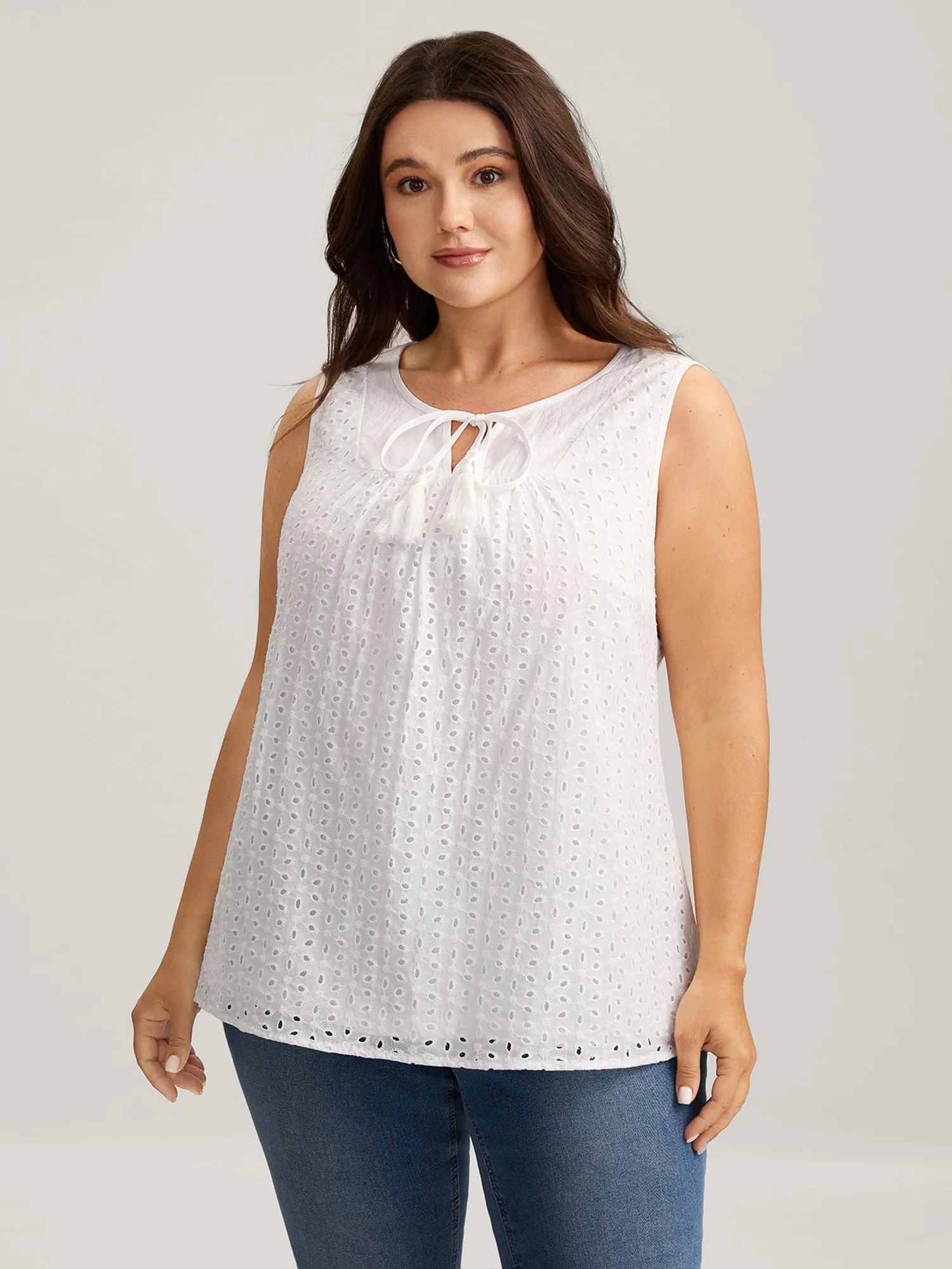 Cotton Eyelet Embroidered Tank Top sold by Bloomchic