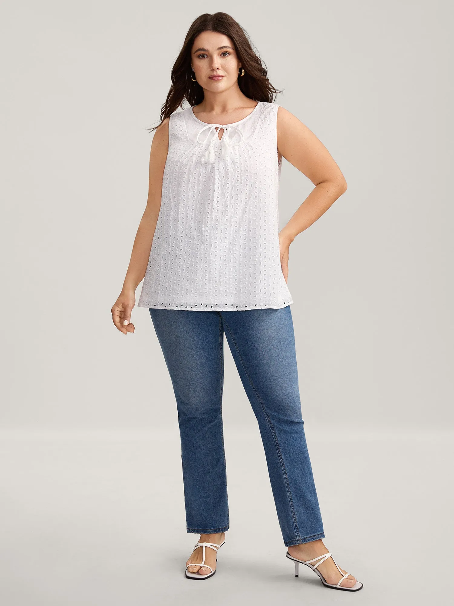 Cotton Eyelet Embroidered Tank Top sold by Bloomchic product image thumbnail 3