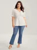 Textured Eyelet Embroidered Solid Blouse sold by Bloomchic
